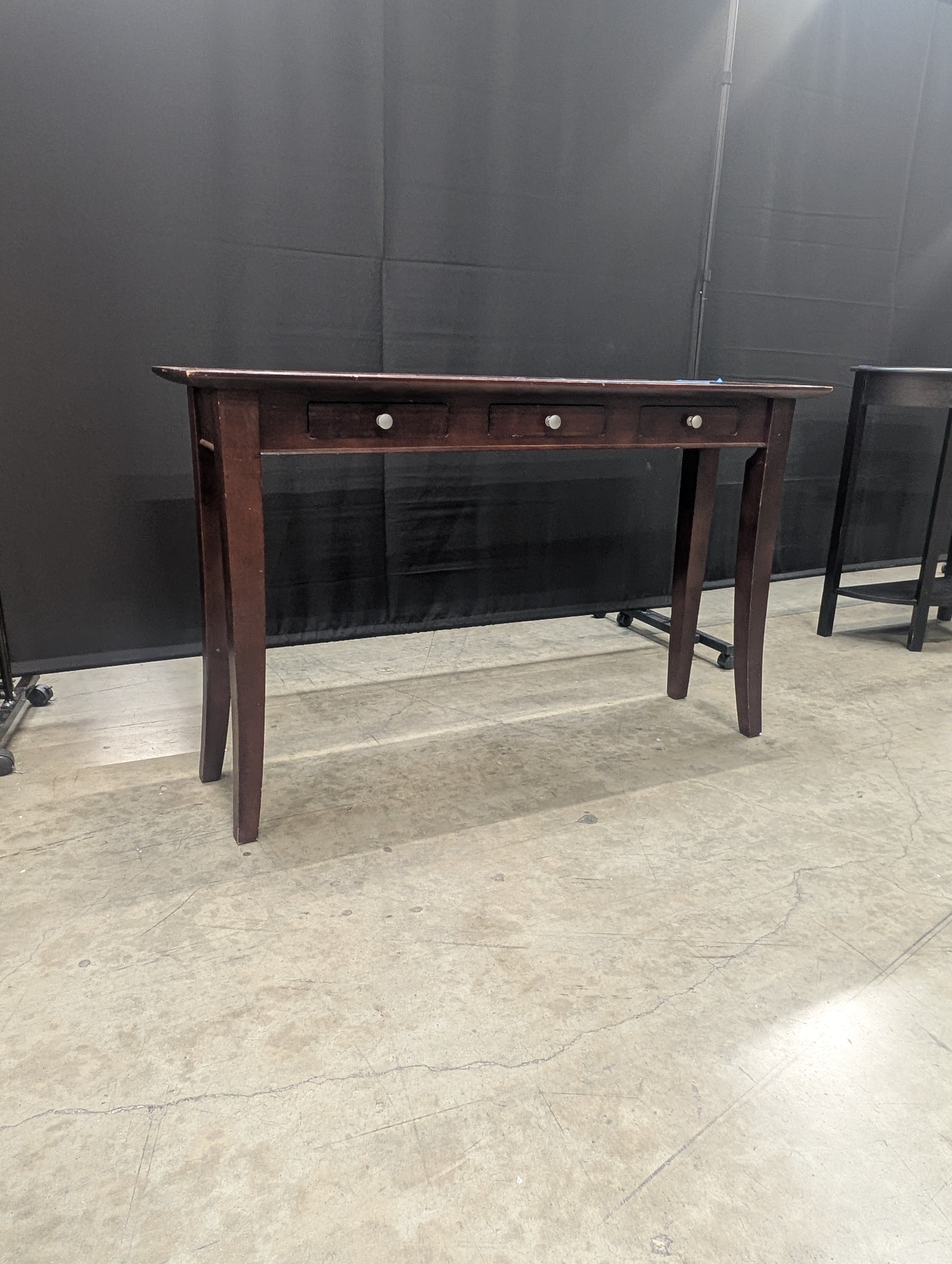 Dark Wood Two-Drawer Writing Desk