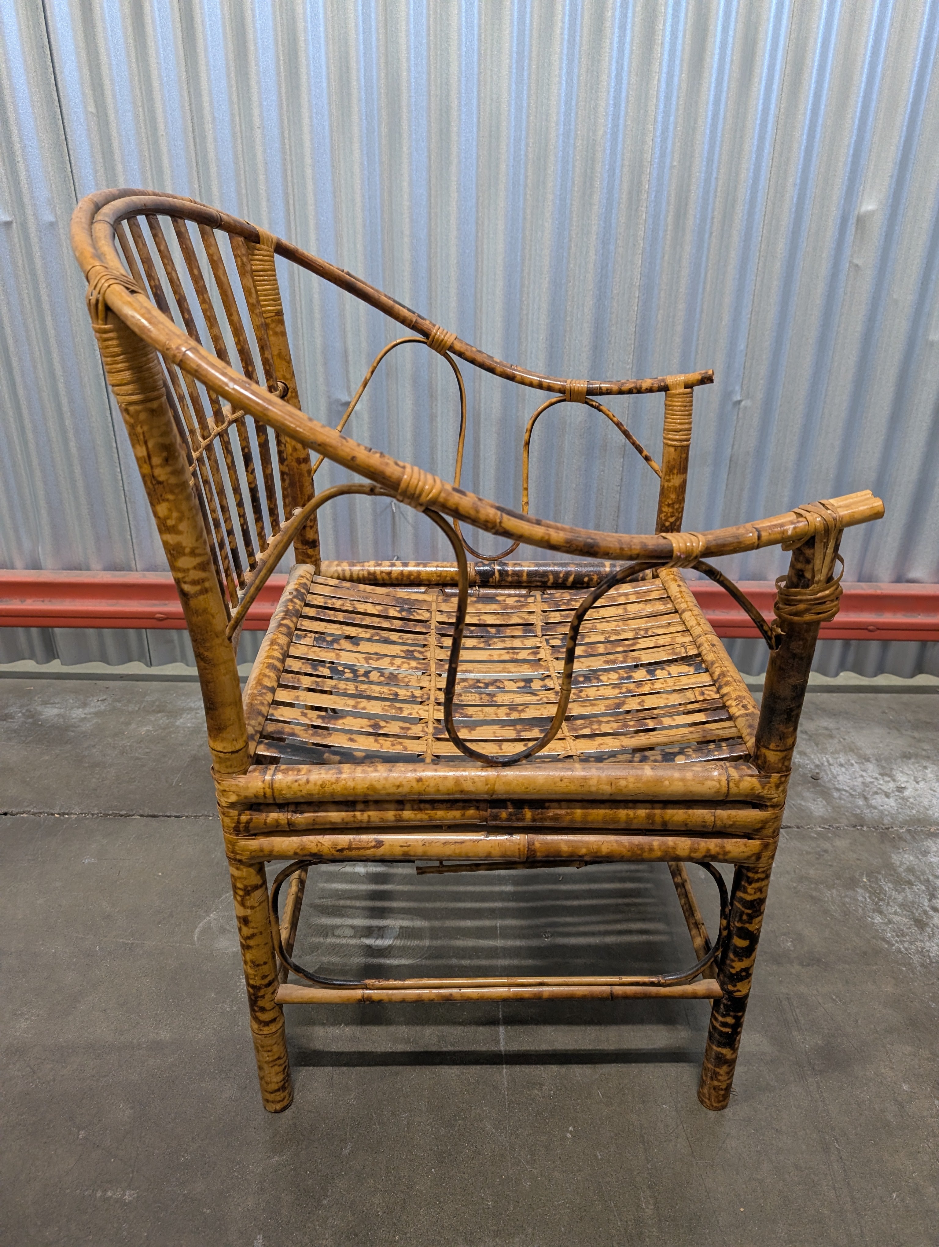 Rustic Hardwood Wicker Armchair