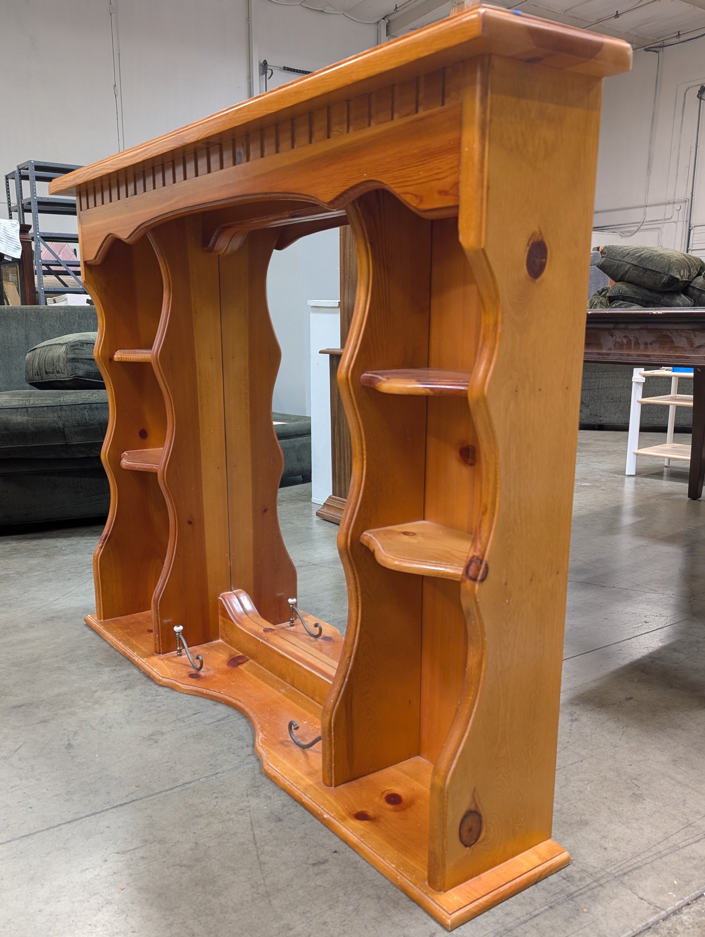 Top Half Rustic Pine Wood Vanity Mirror