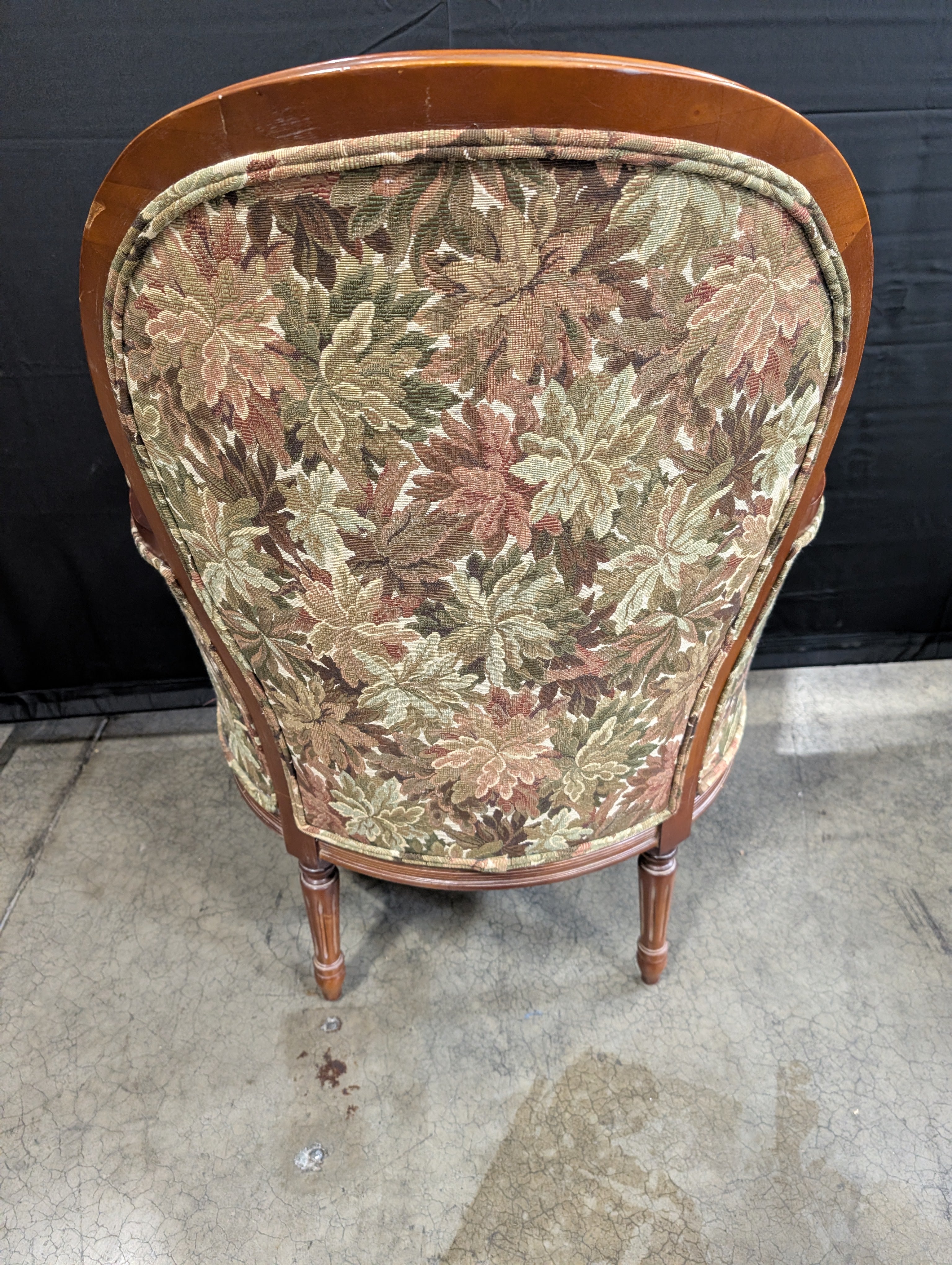 Traditional Floral Upholstered Accent Chair with Carved Wood Frame