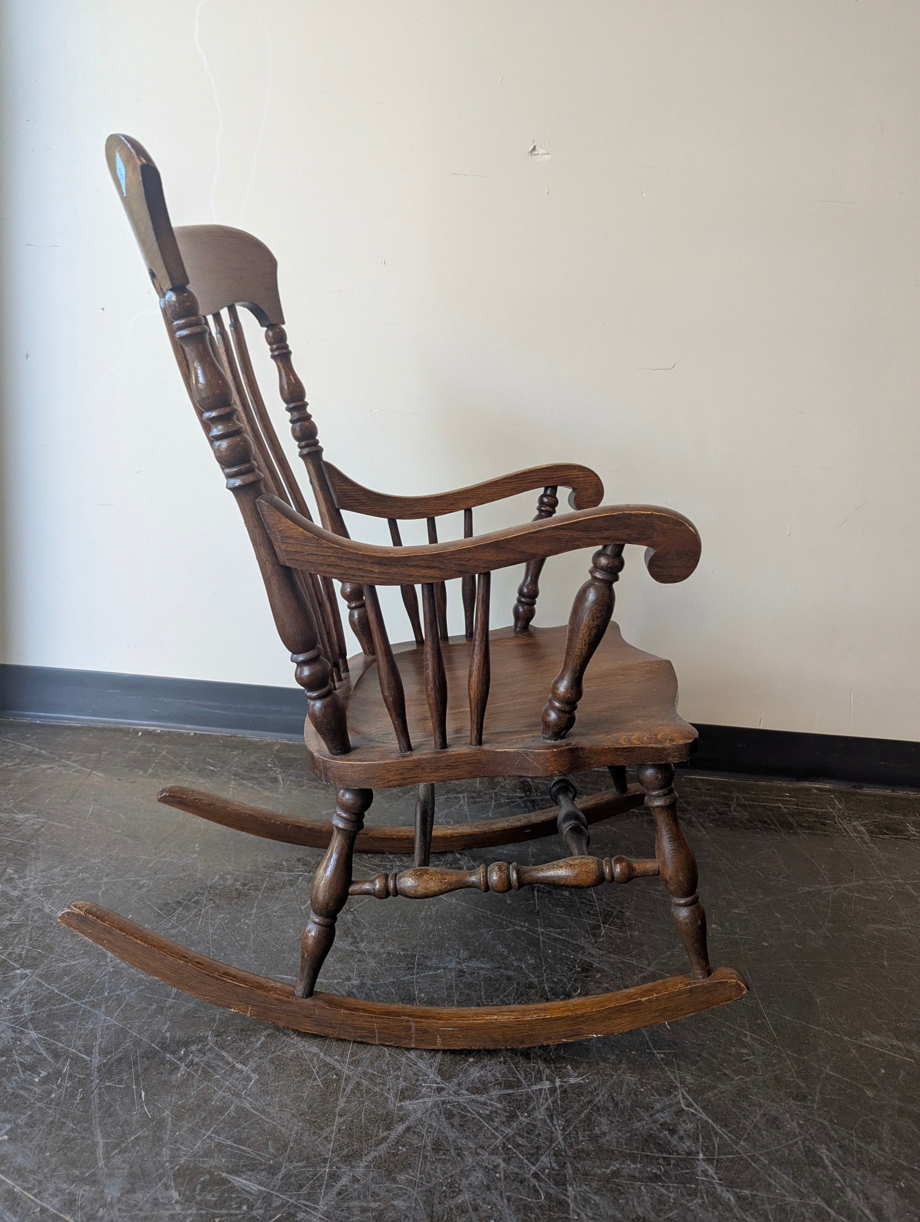 Traditional Brown Wood Spindle Back Rocking Chair