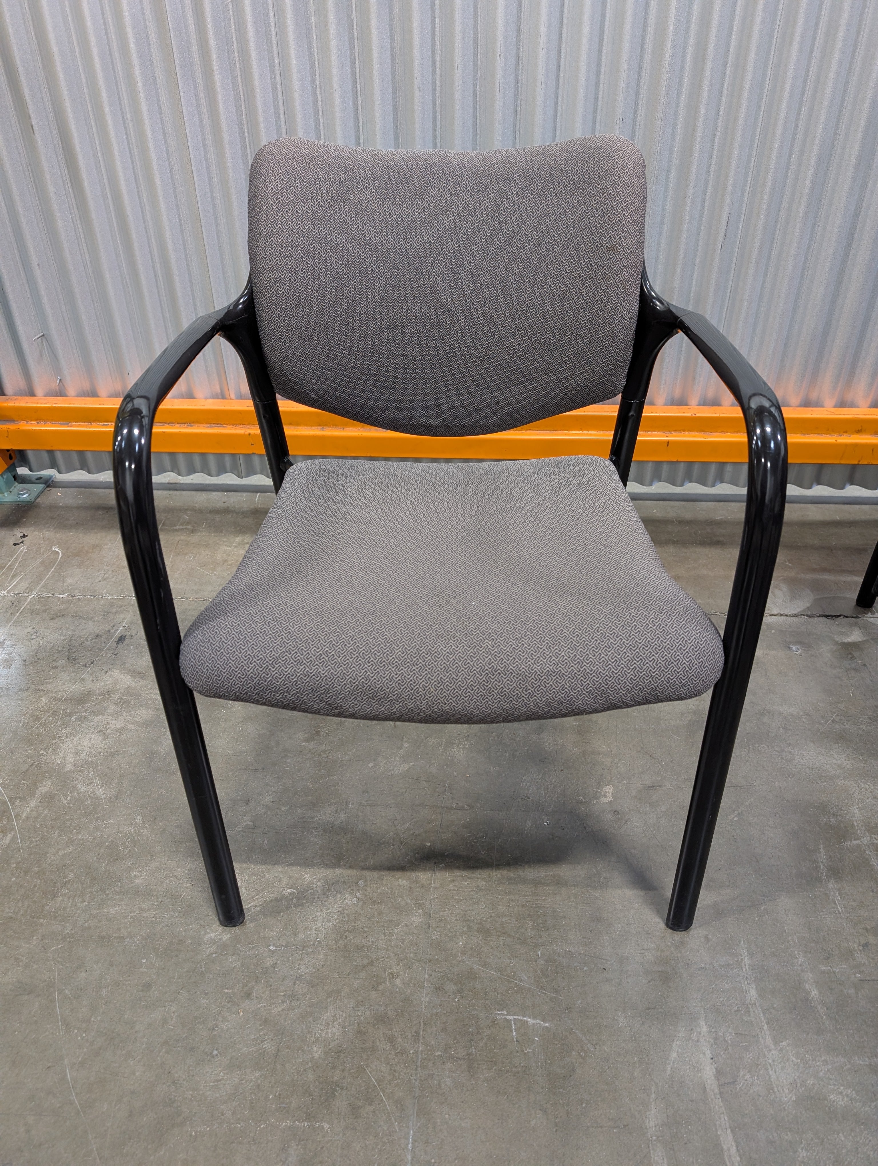 Modern Gray Fabric Chair with Black Metal Frame