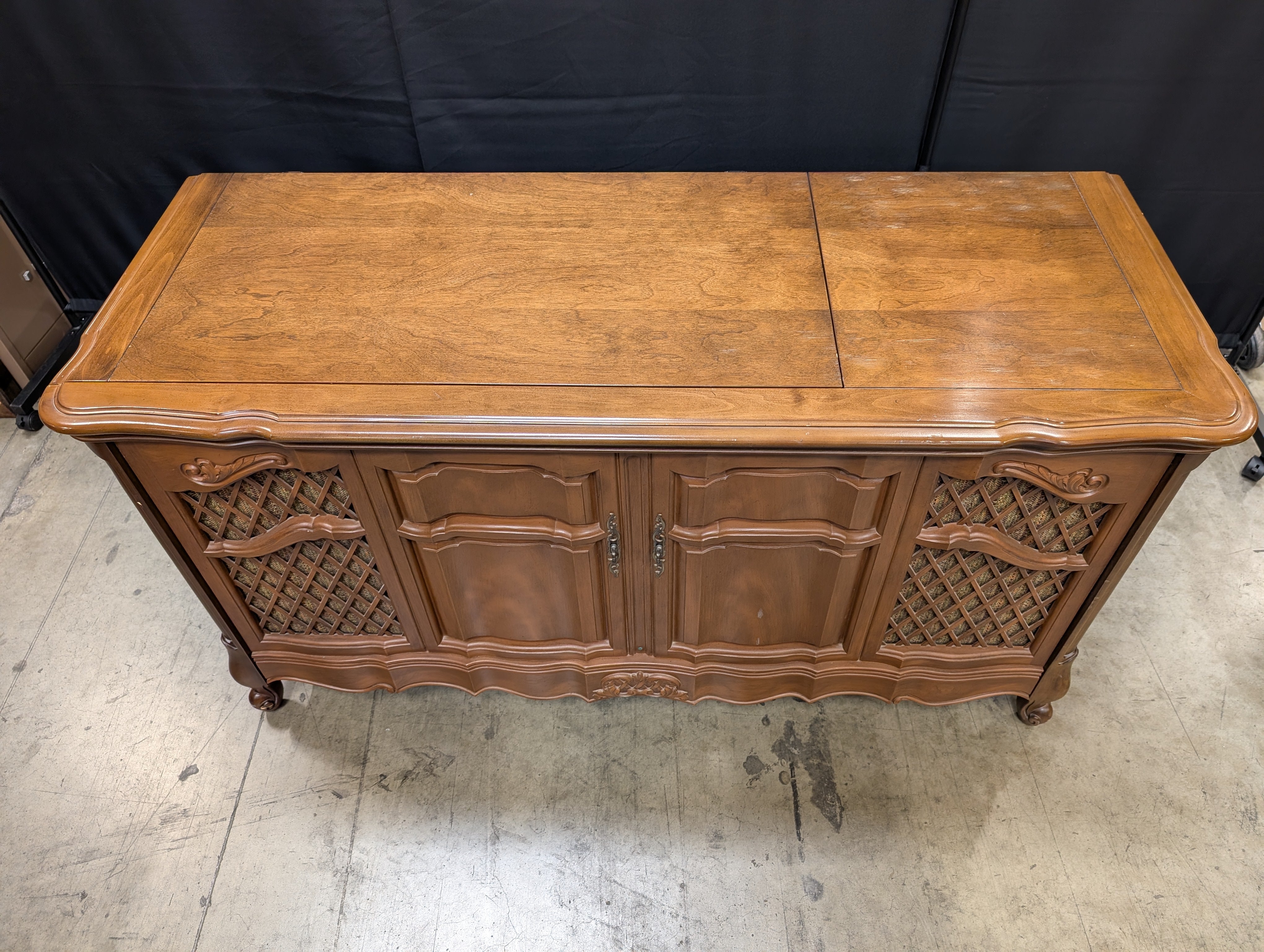 Vintage French Provincial Style Wood Console Cabinet