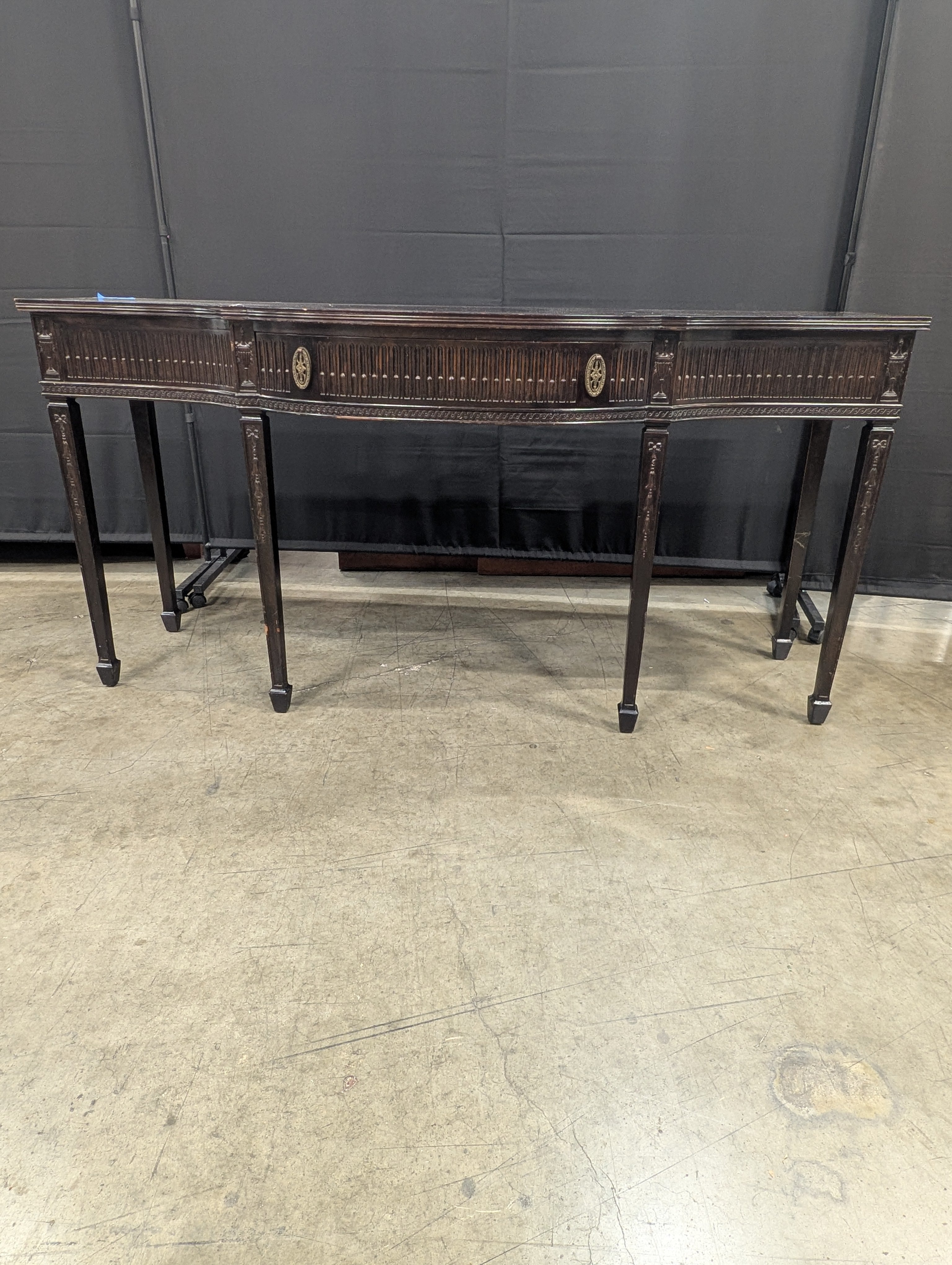 Curved Front Dark Wood Console Table