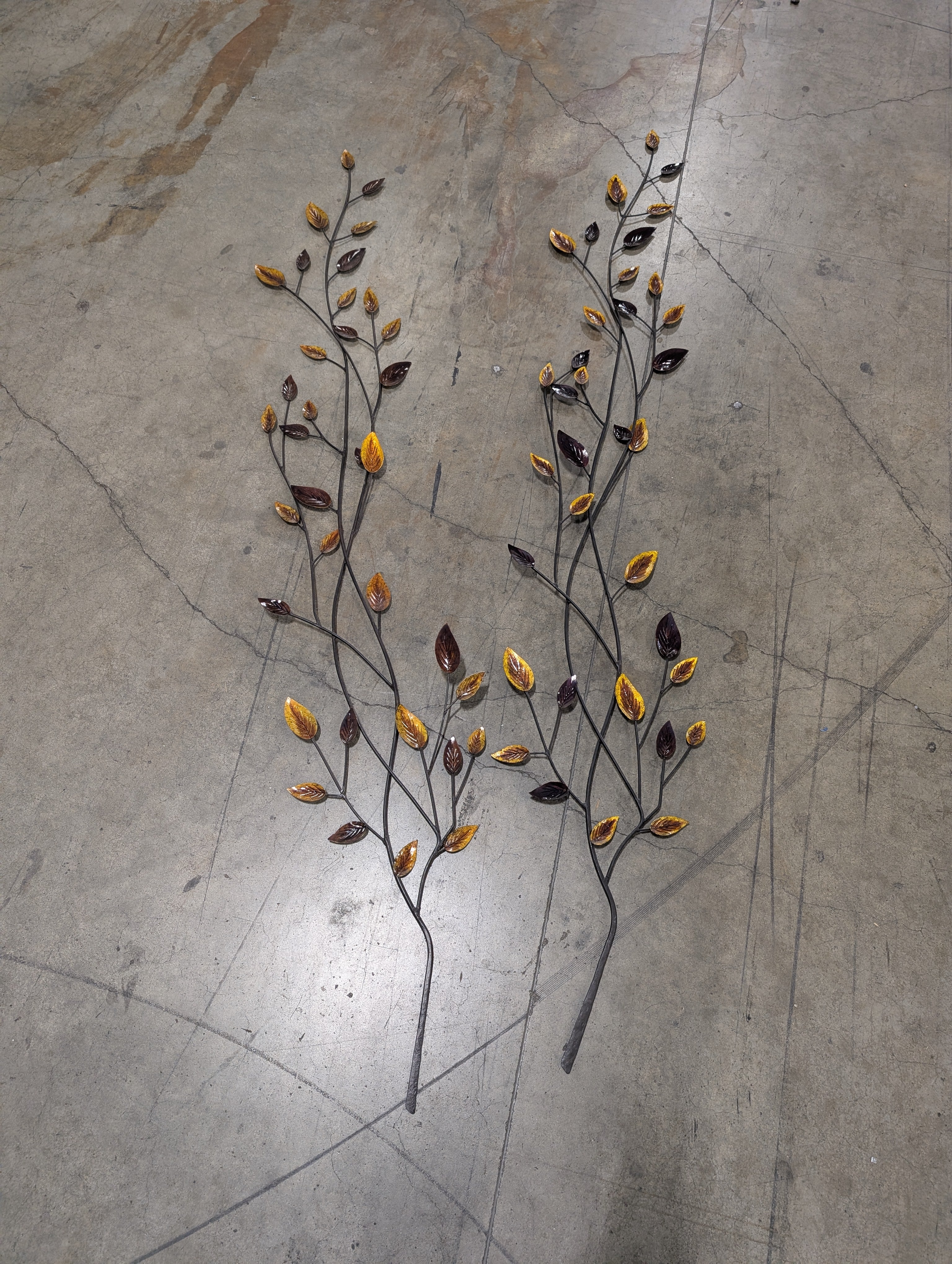 Pair of Dark Metal Botanical Vine Wall Art