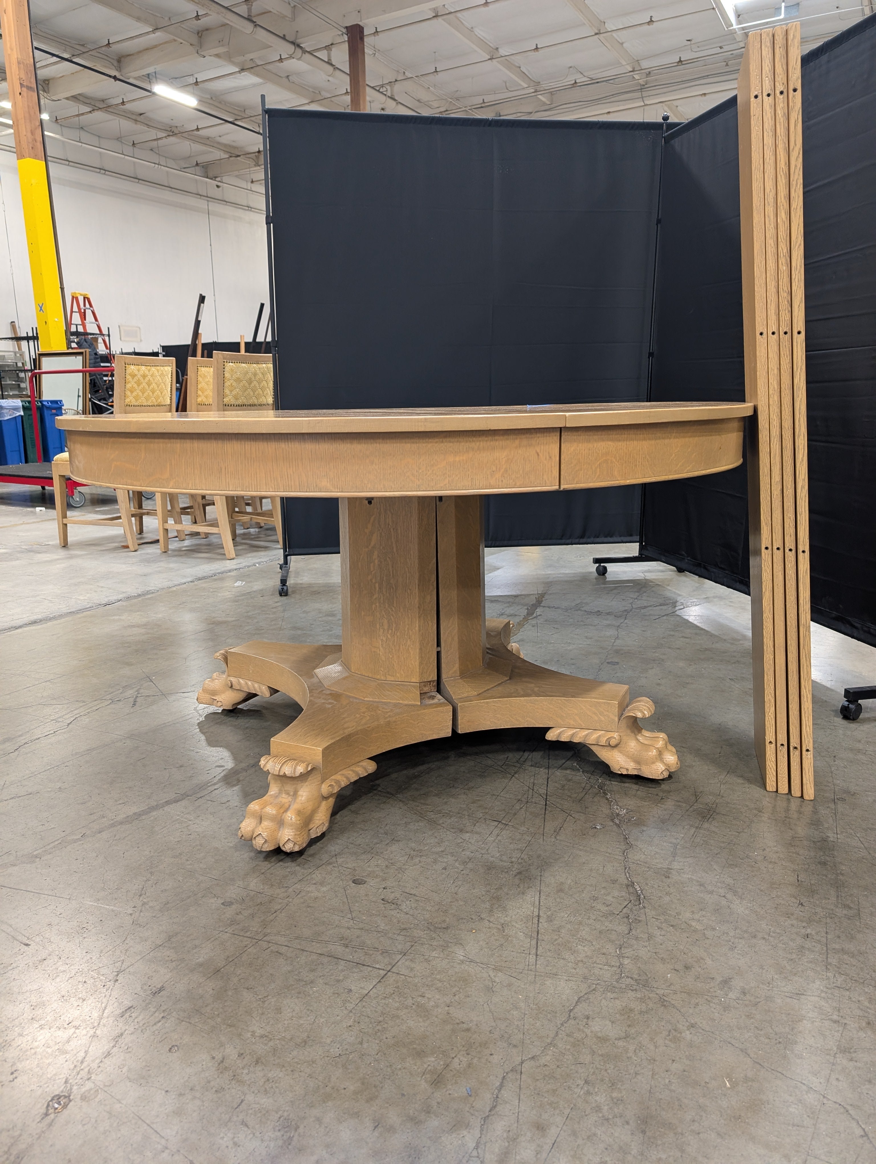 Extendable Oval Wood Dining Table with Pedestal Base