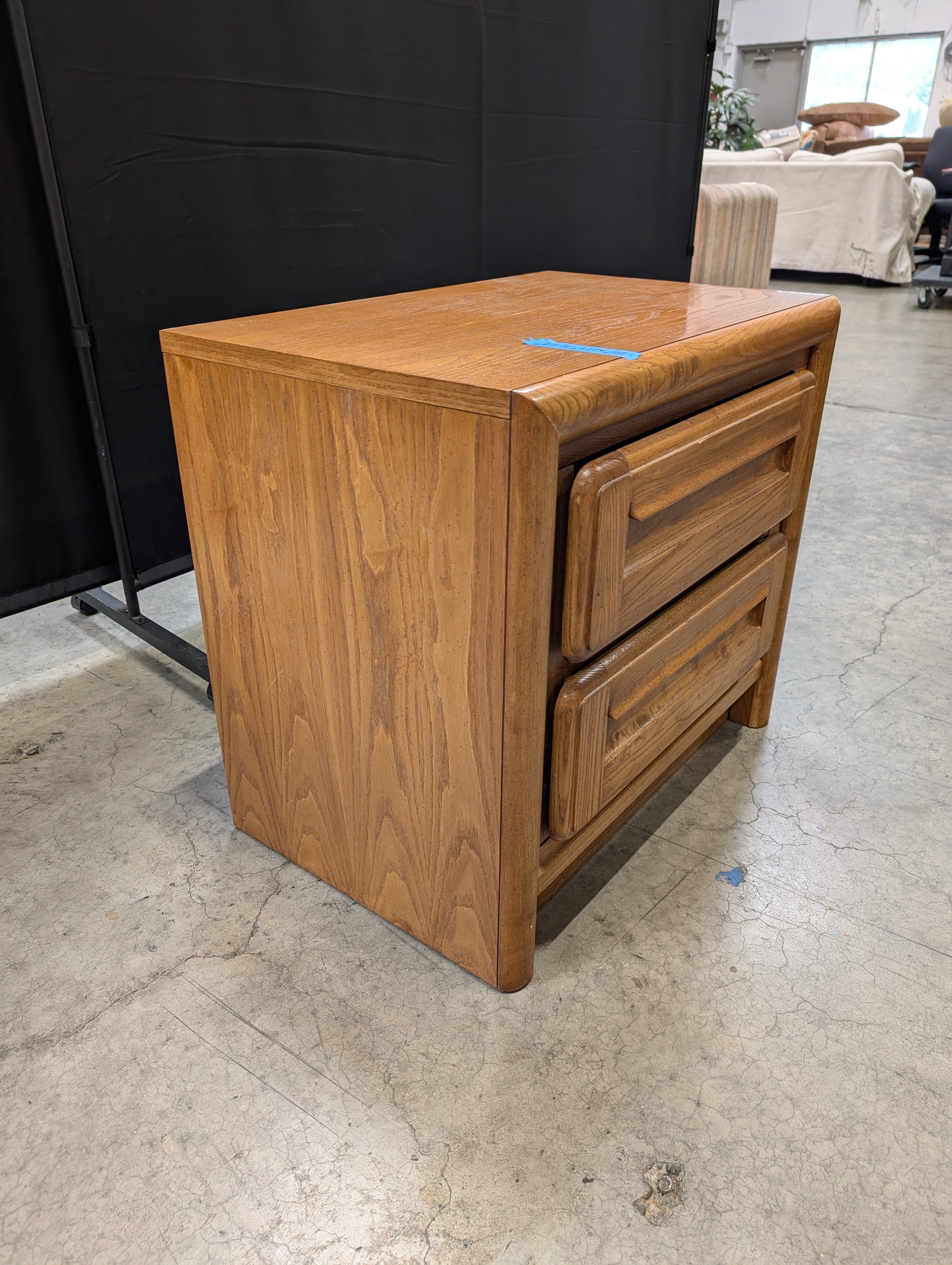 Oak Finish Dixie Two-Drawer Nightstand Bedside Table