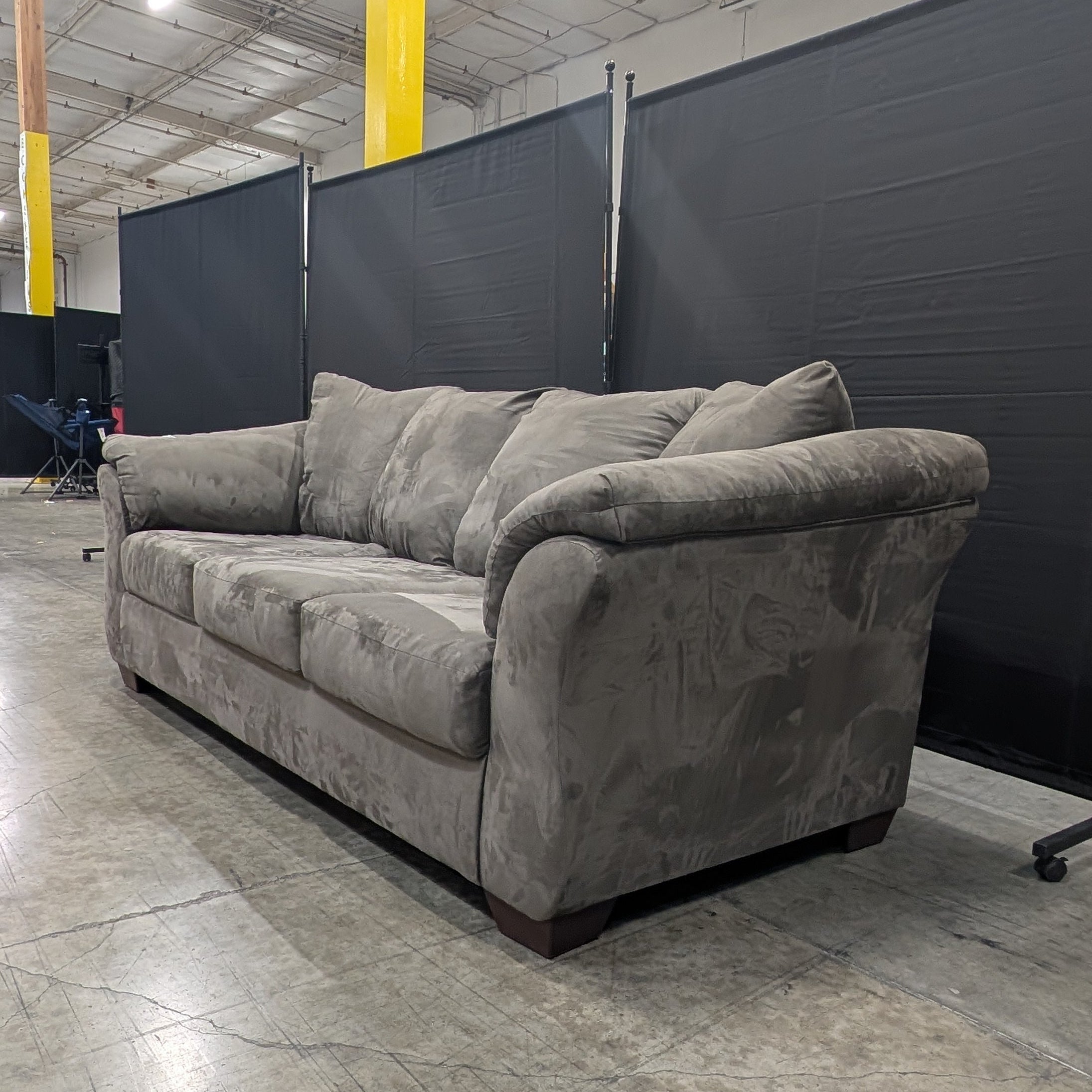 Plush Greige Sectional Sofa with Deep Cushions