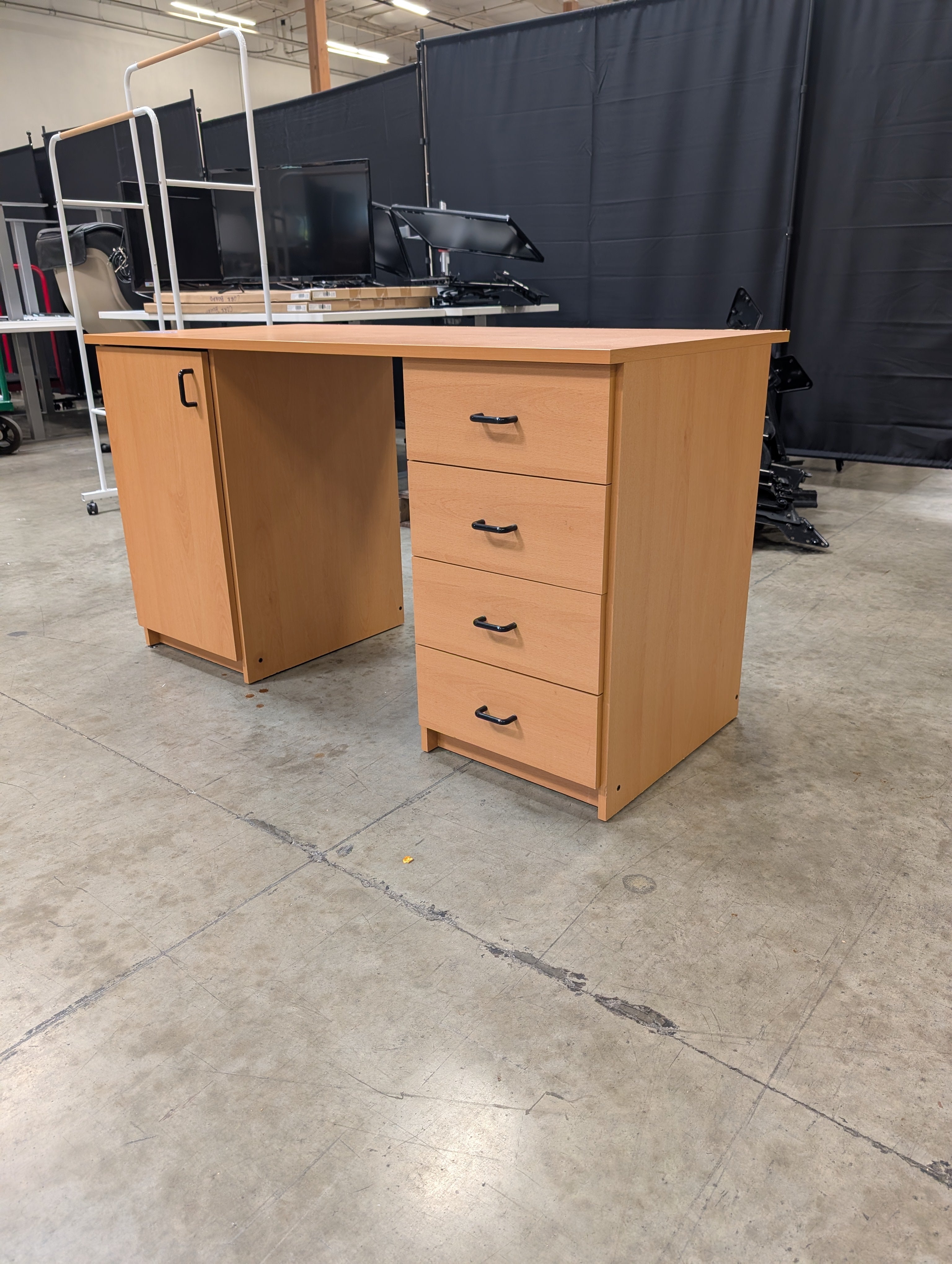 Practical Home Office Desk with Cabinet and Four Drawers