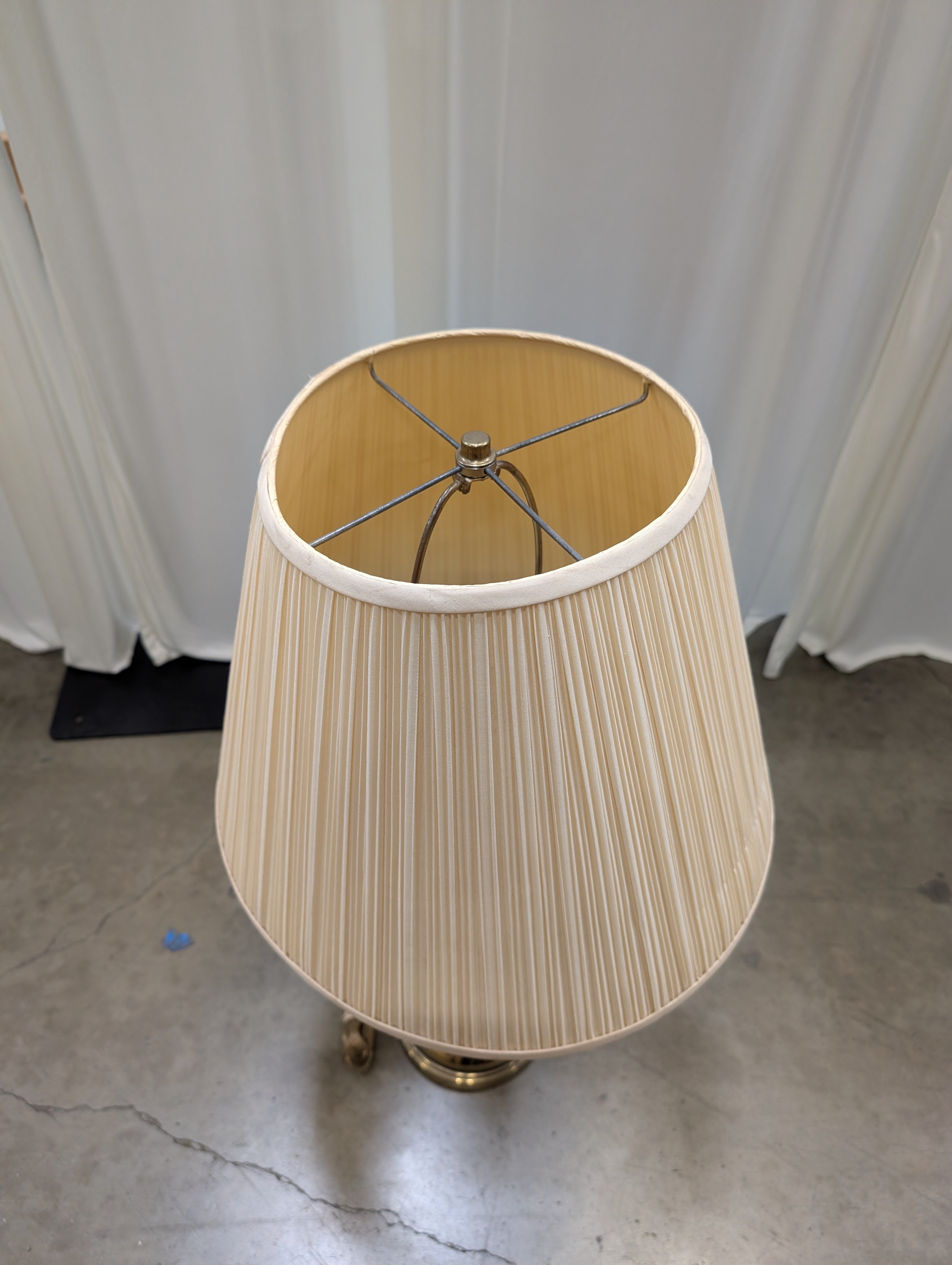 Polished Brass Baluster Table Lamp with Pleated Shade