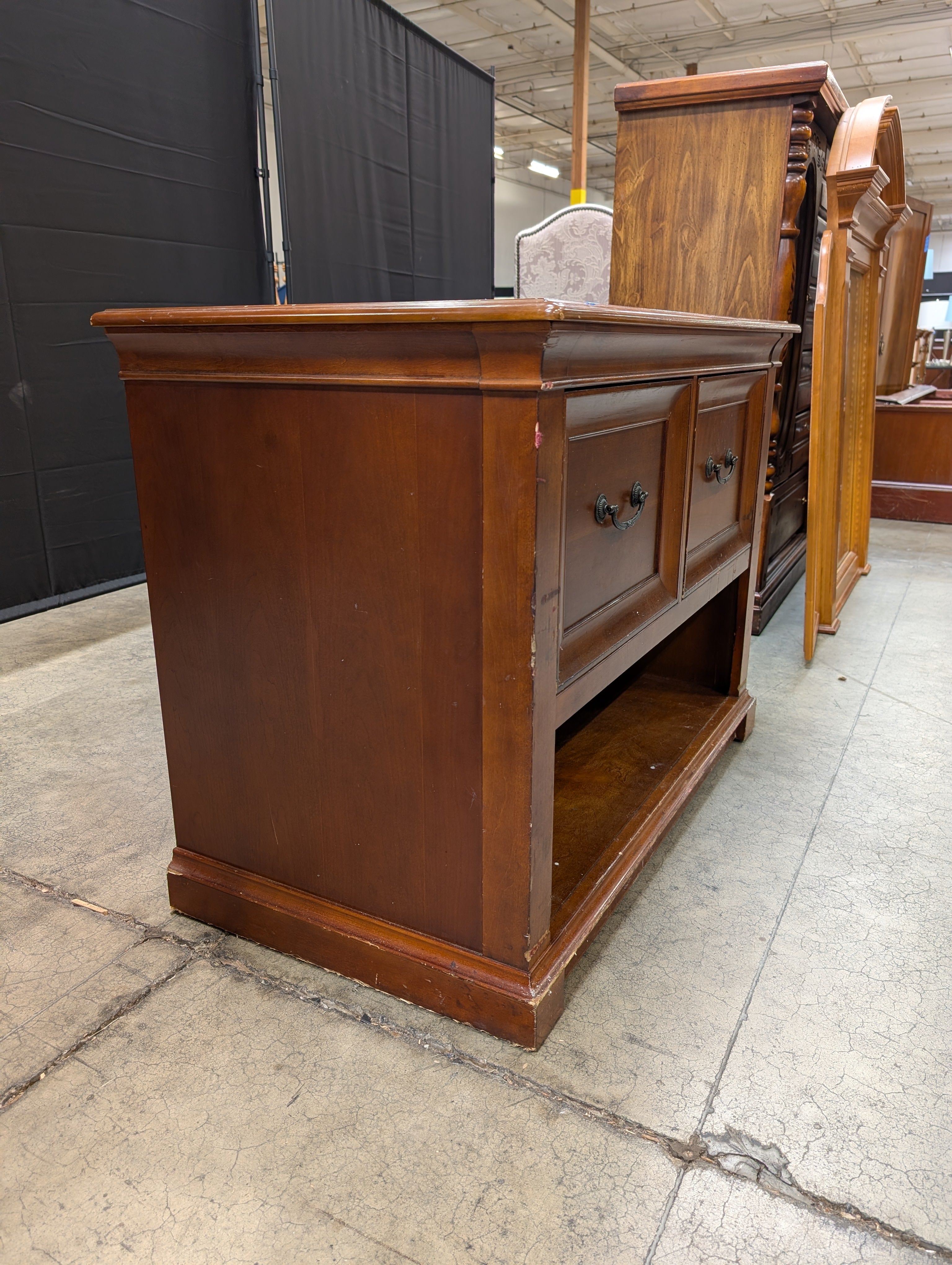 Traditional Cherry Wood Two-Drawer File Cabinet with Open Shelf