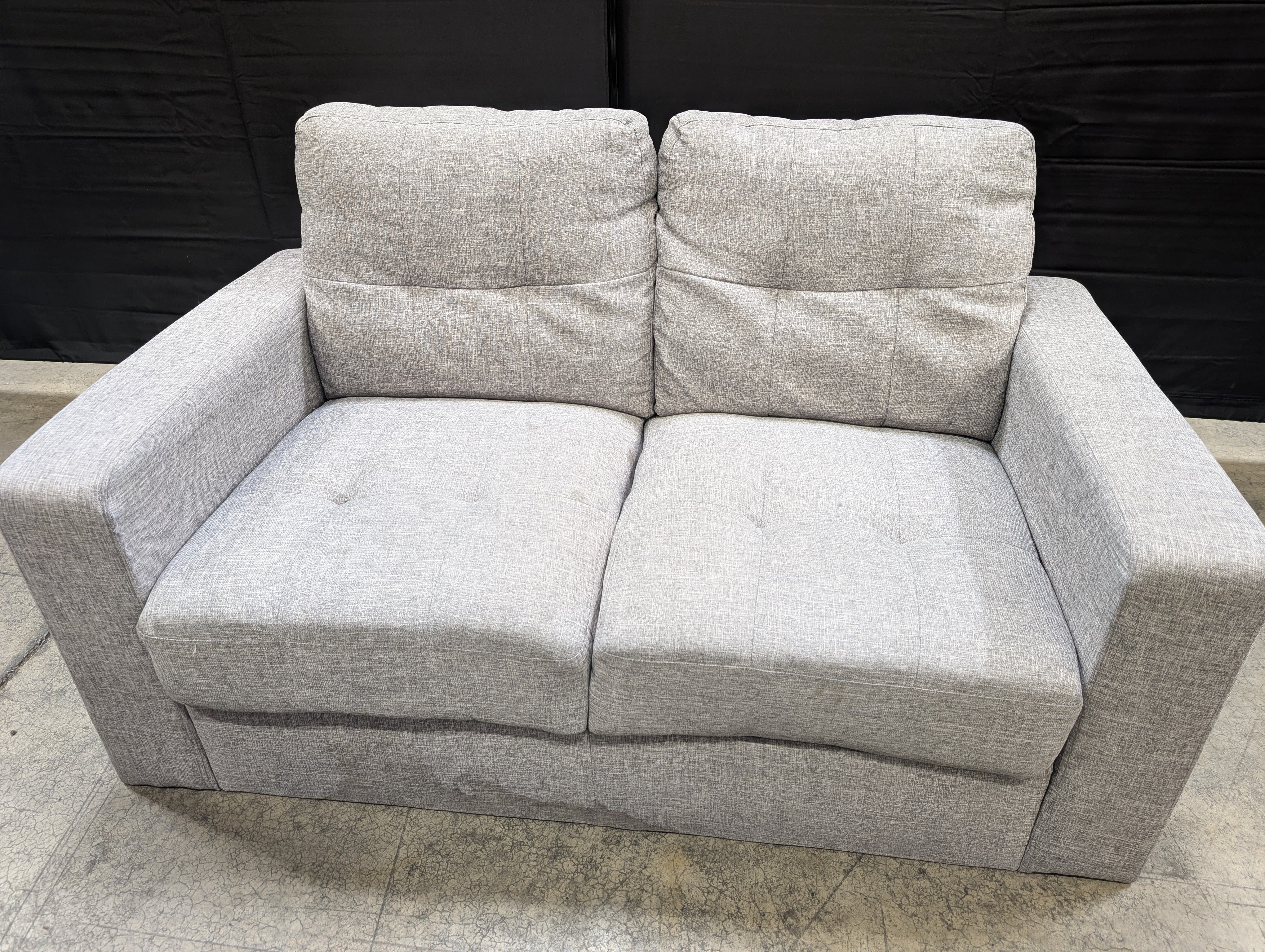 Contemporary Heather Grey Upholstered Two-Seater Sofa