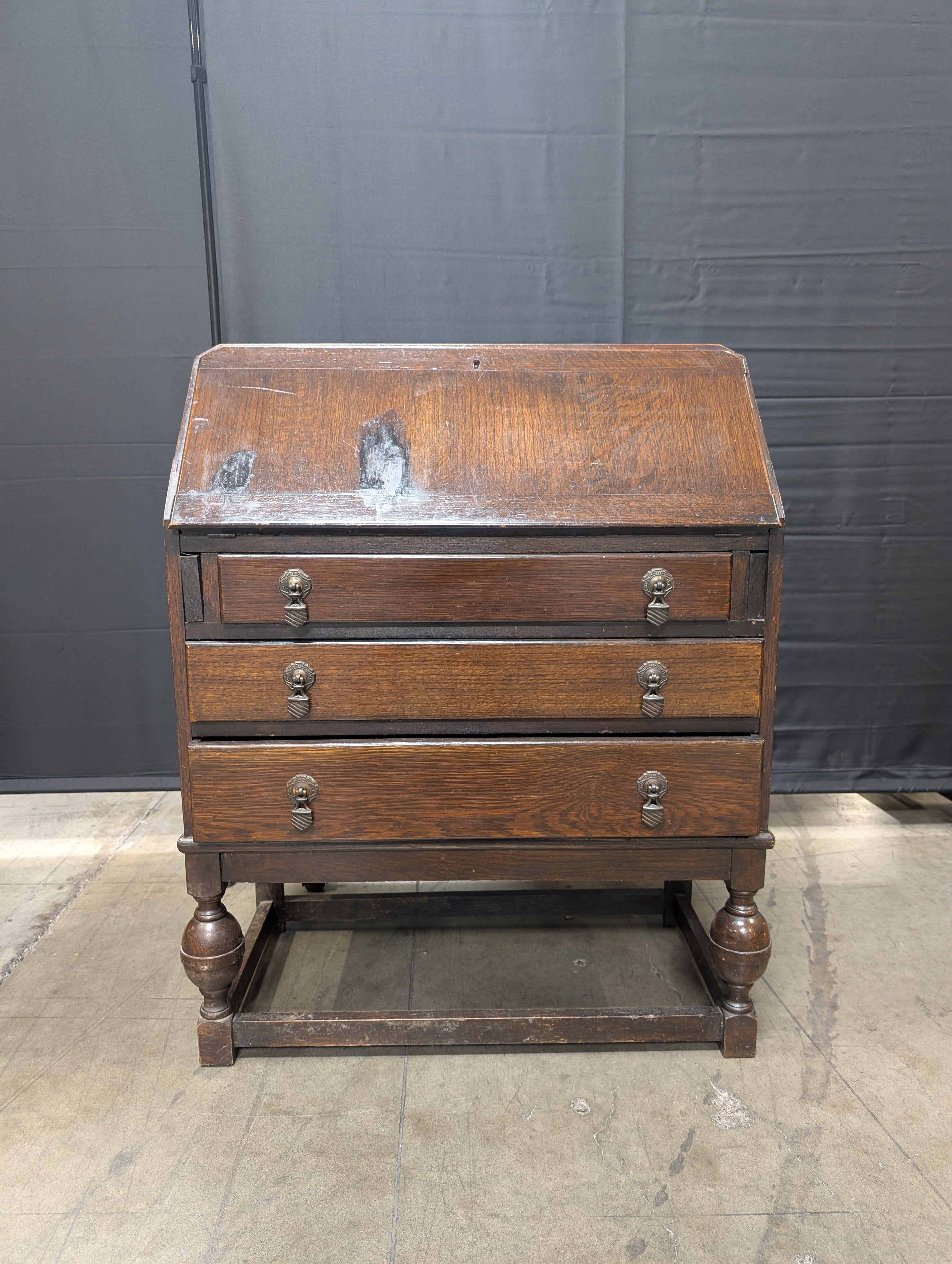 Traditional Style Hardwood Drop-Front Desk