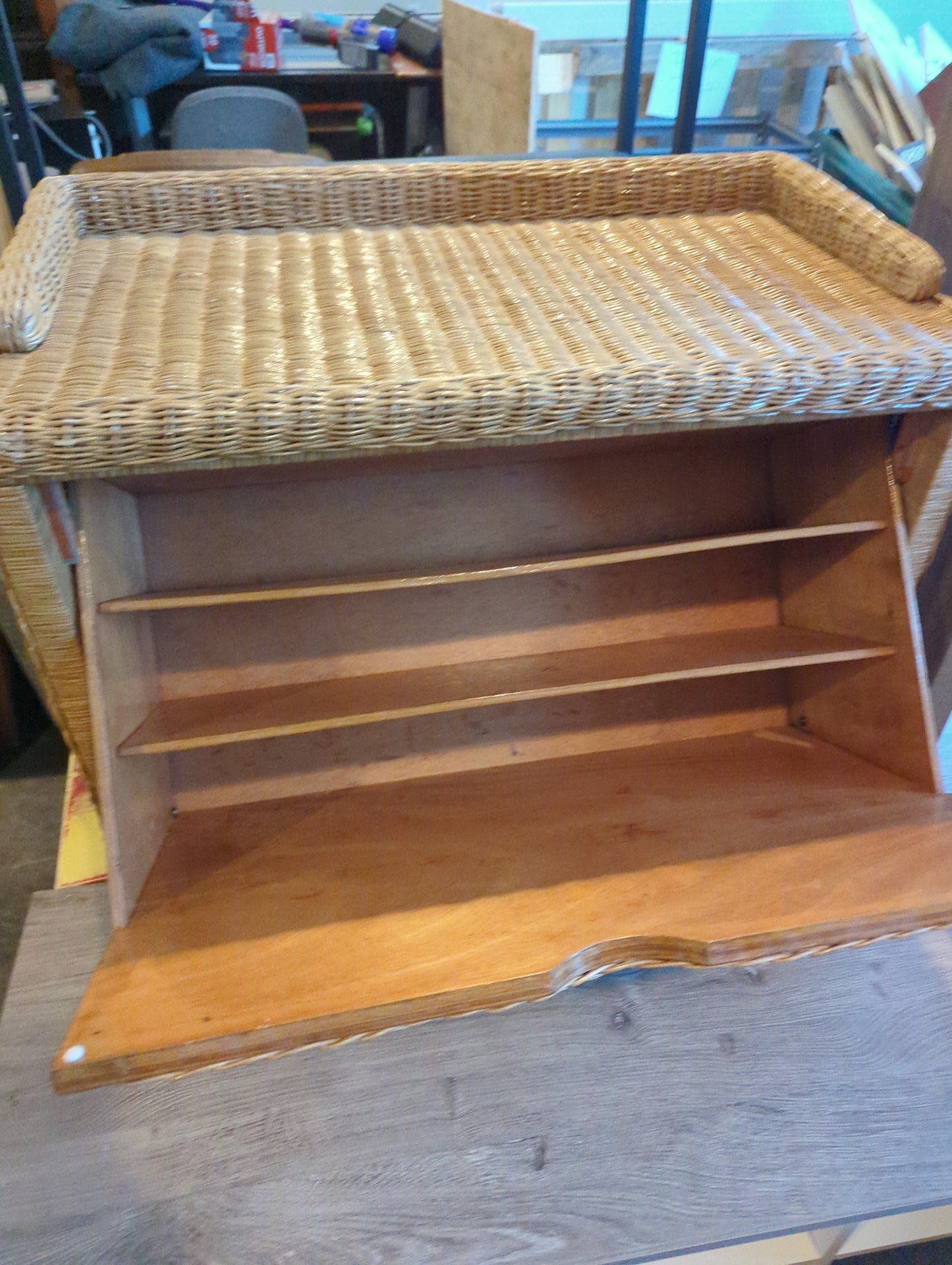 Rattan bench and shoe storage