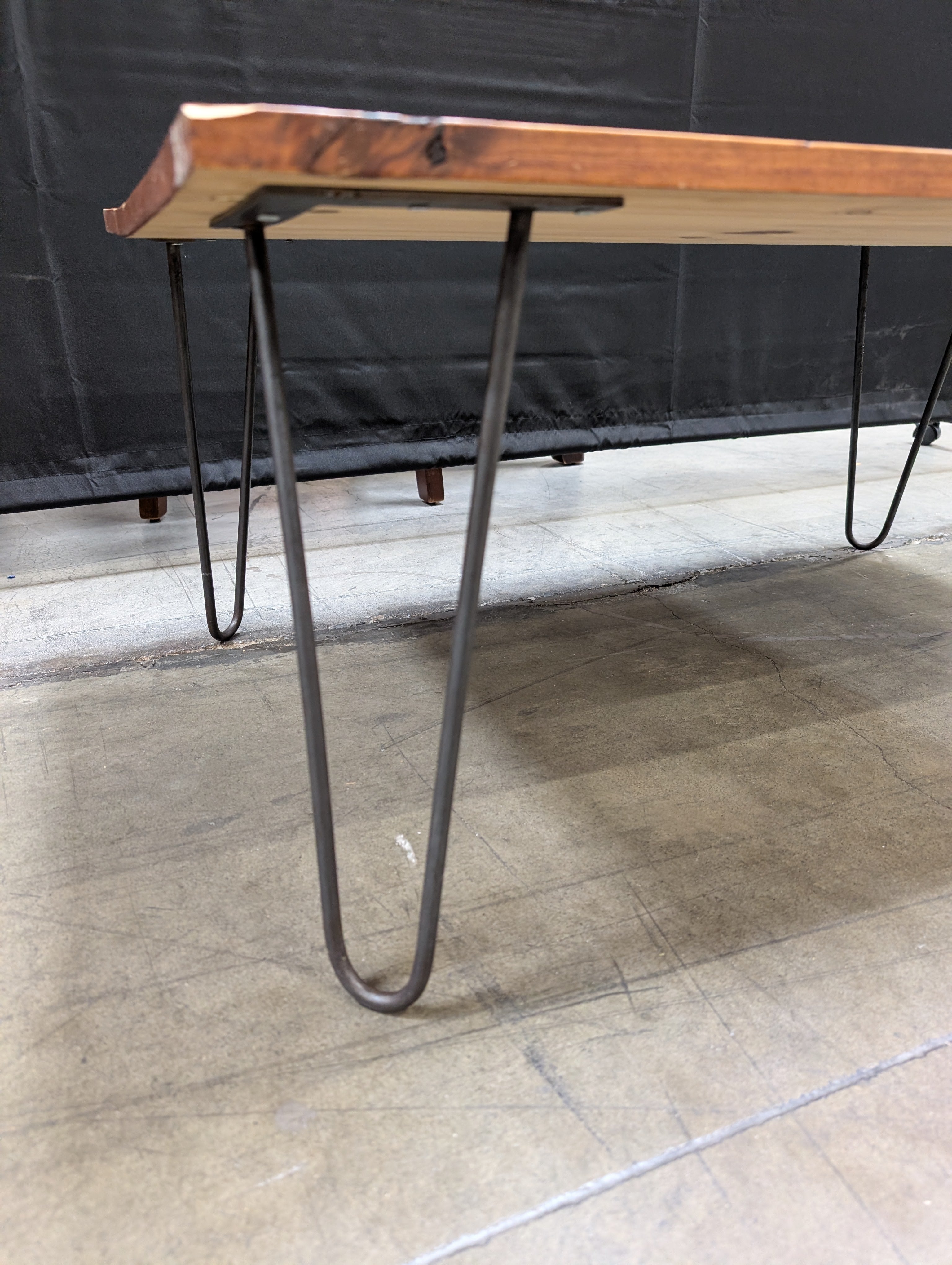 Rustic Wood Coffee Table with Black Hairpin Legs