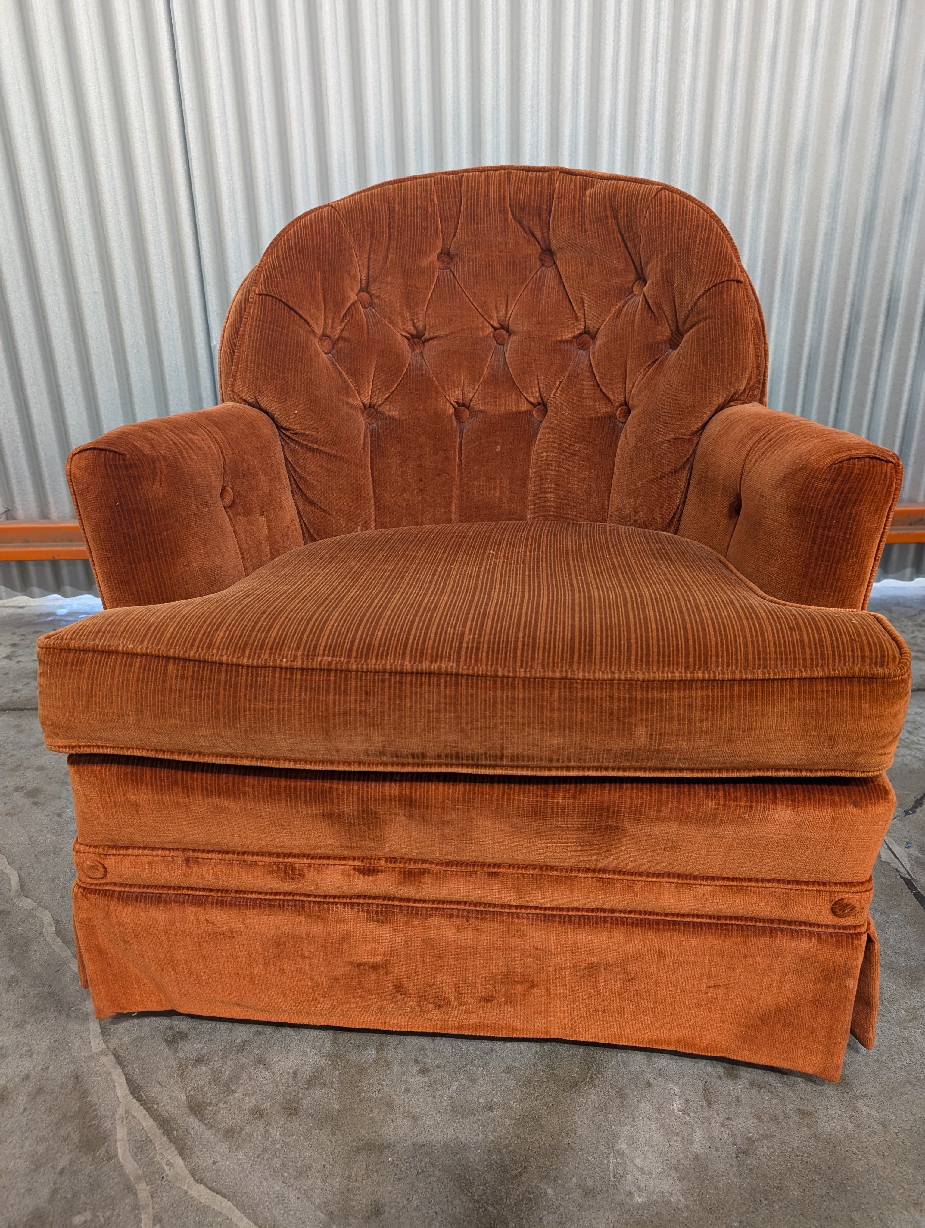 Pair of Vintage Terracotta Tufted Club Armchair