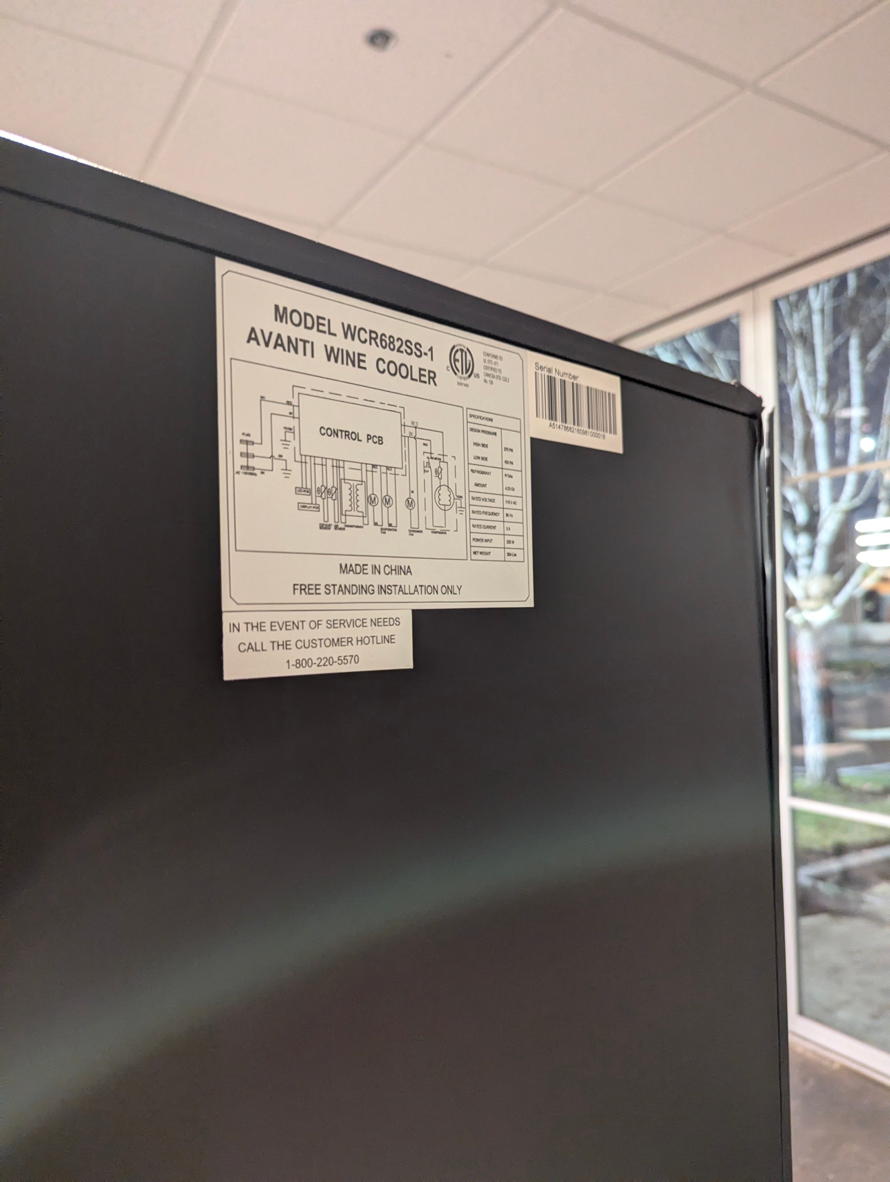 Avanti Wine Chiller Brand Compact Beverage Cooler with Glass Door - For Cost, Delivery Available