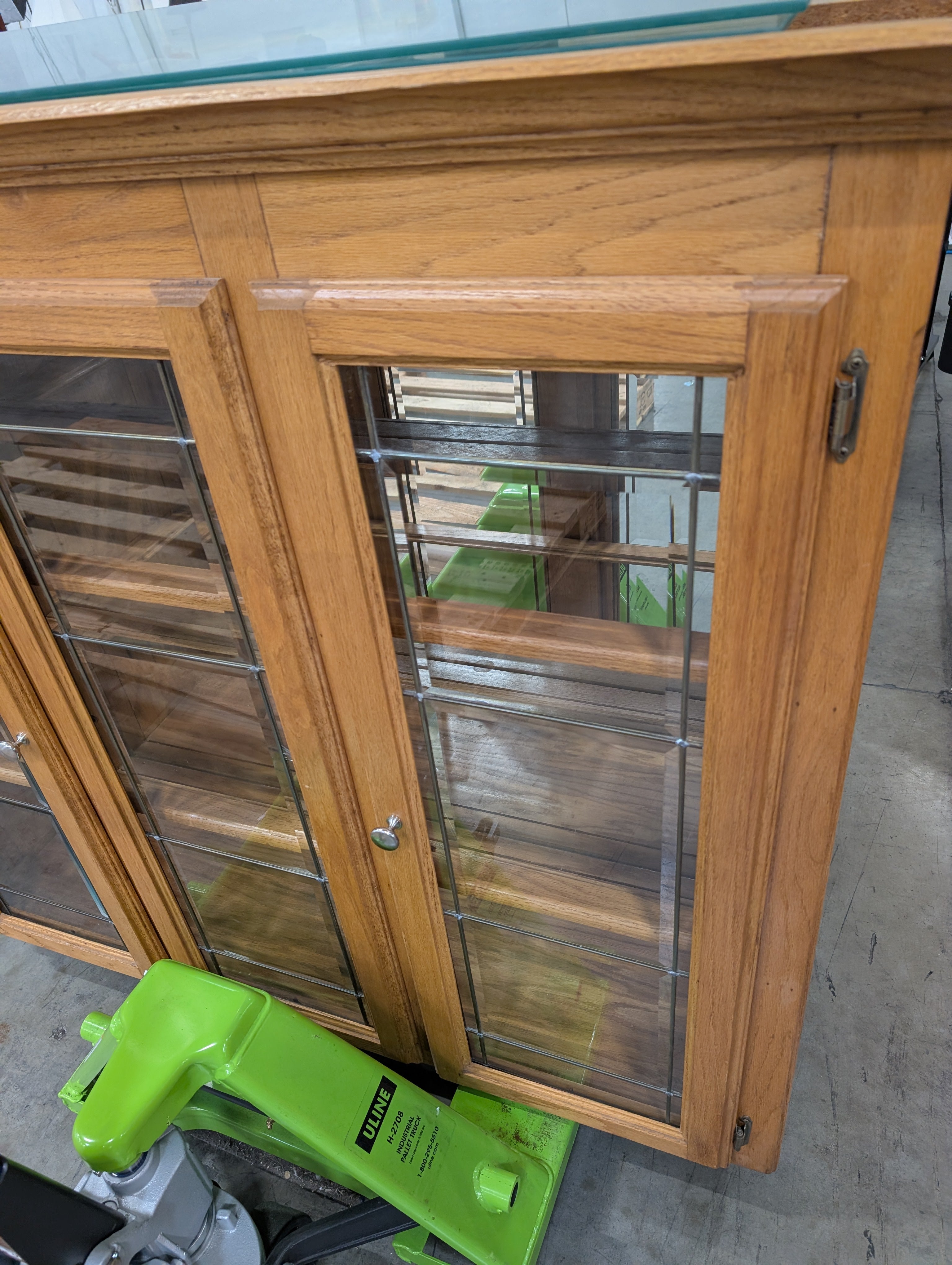 Solid Wood Display Cabinet with Glass Doors and Storage