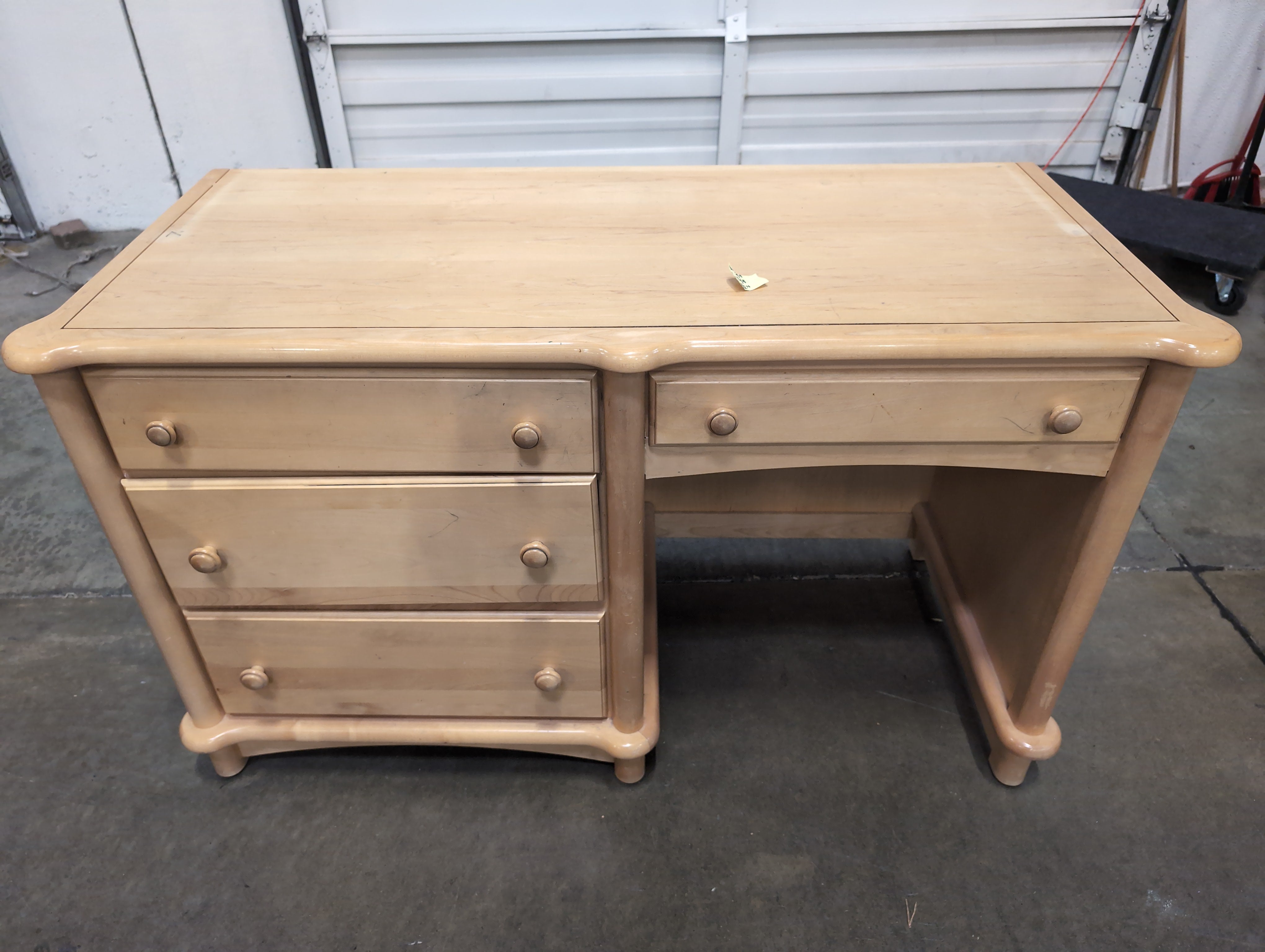 Functional Light Wood Desk with Multiple Drawers