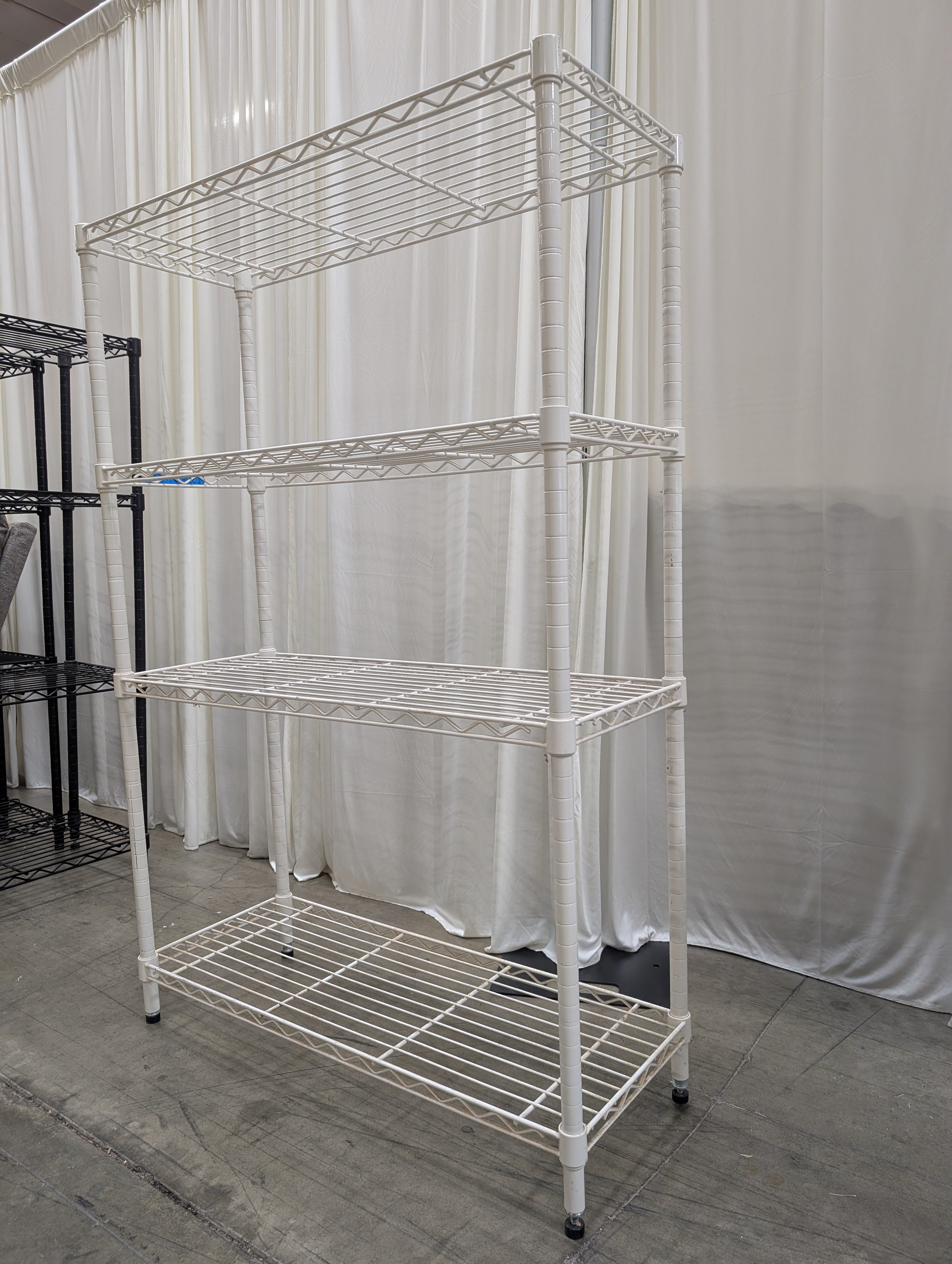White Four-Tier Metal Wire Shelving Unit