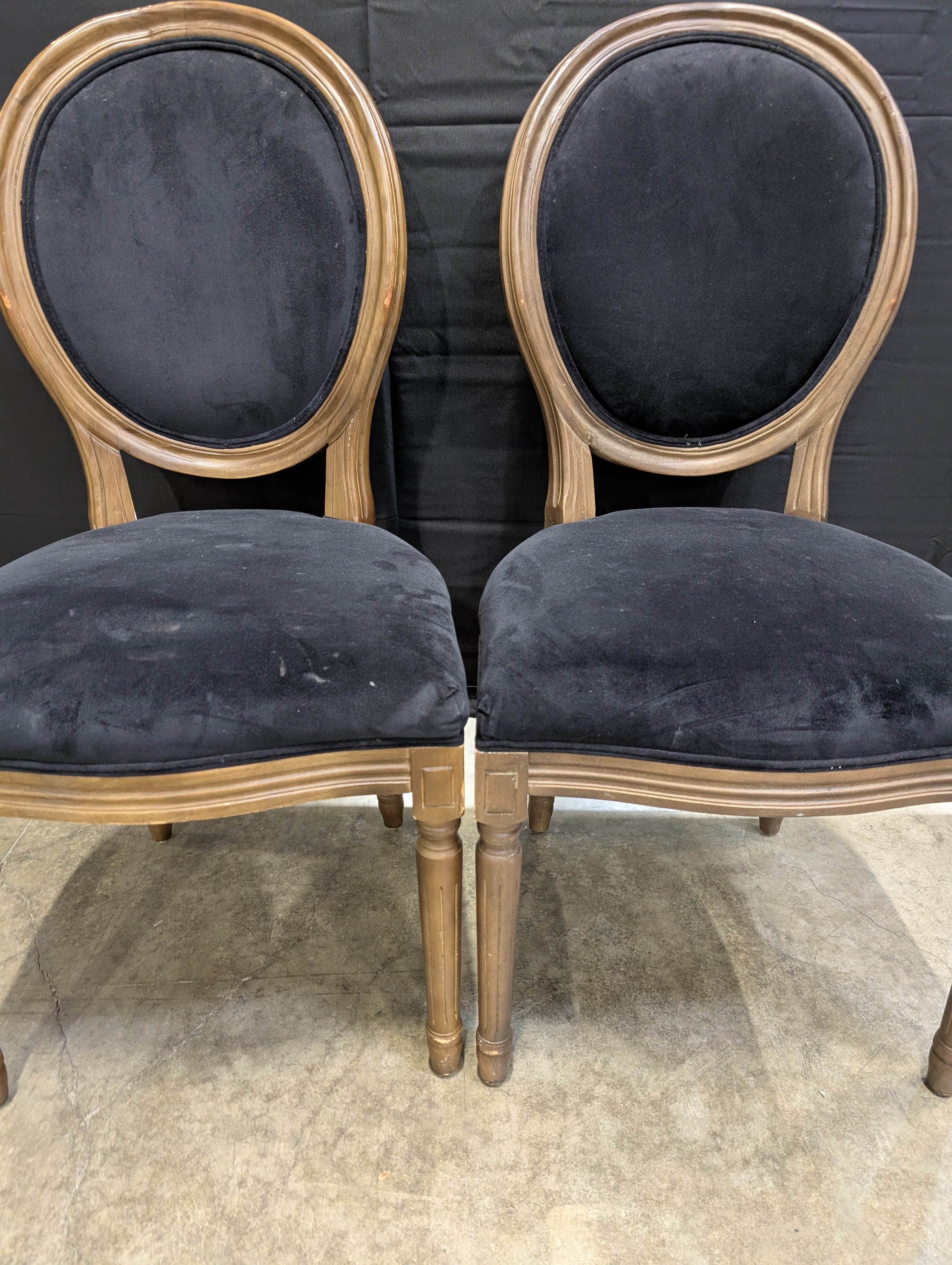 Pair of Traditional Dark Upholstered Wood Frame Chairs