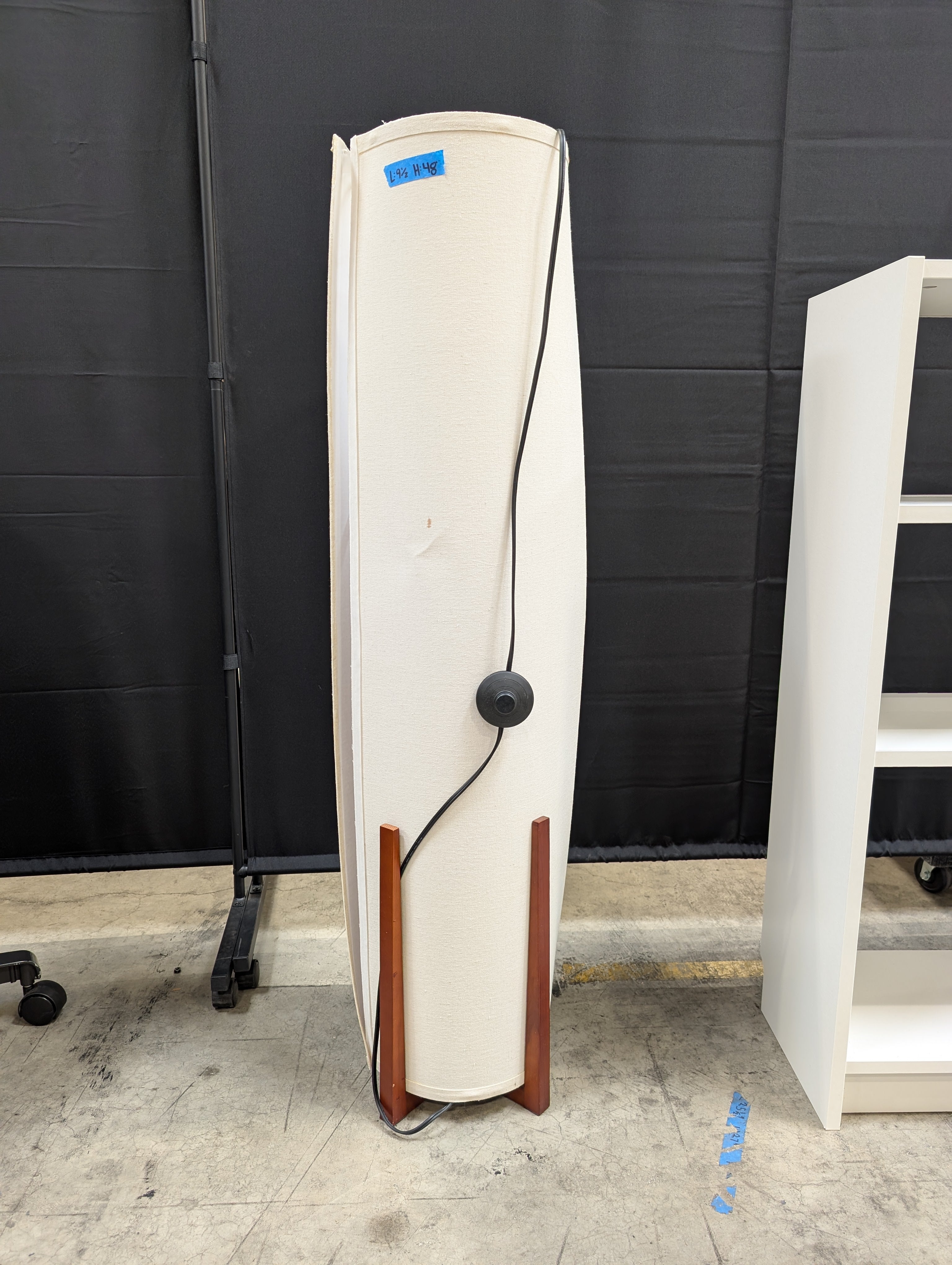 Mid-Century Wood Floor Lamp with Fabric Shade