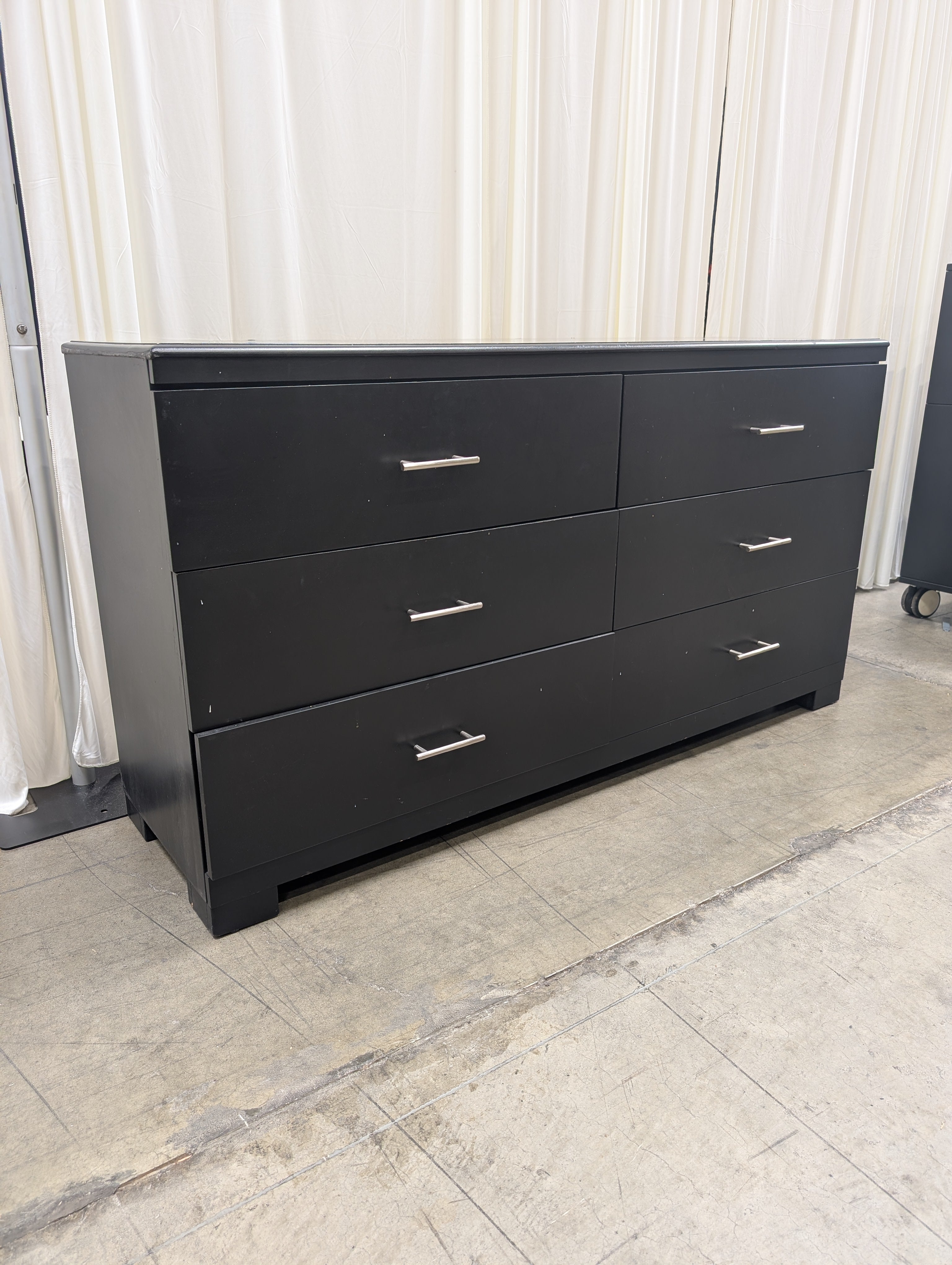 Matte Black Six-Drawer Dresser