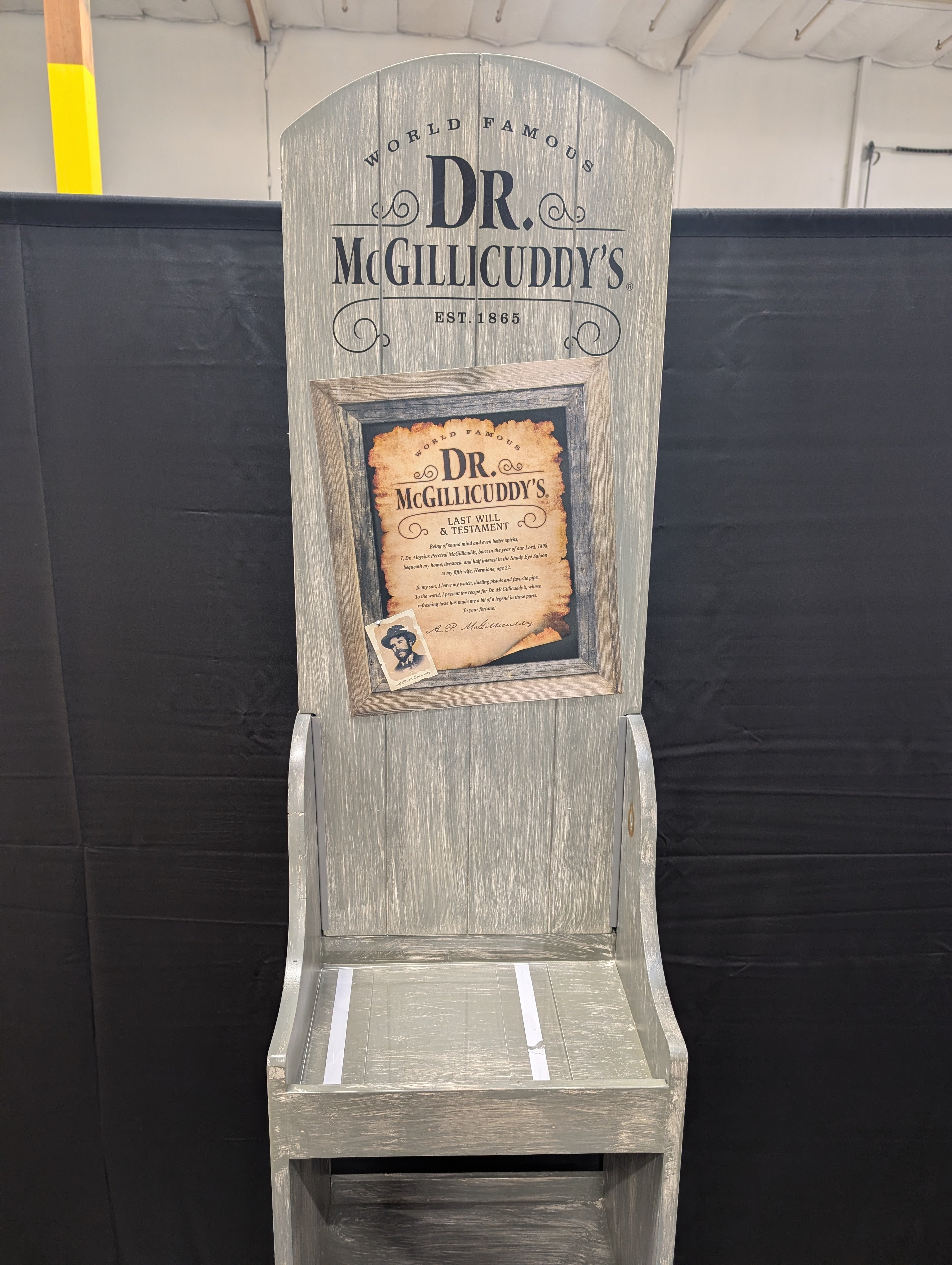 Dr. McGillicuddy's Rustic Distressed Wood Display Shelf Unit