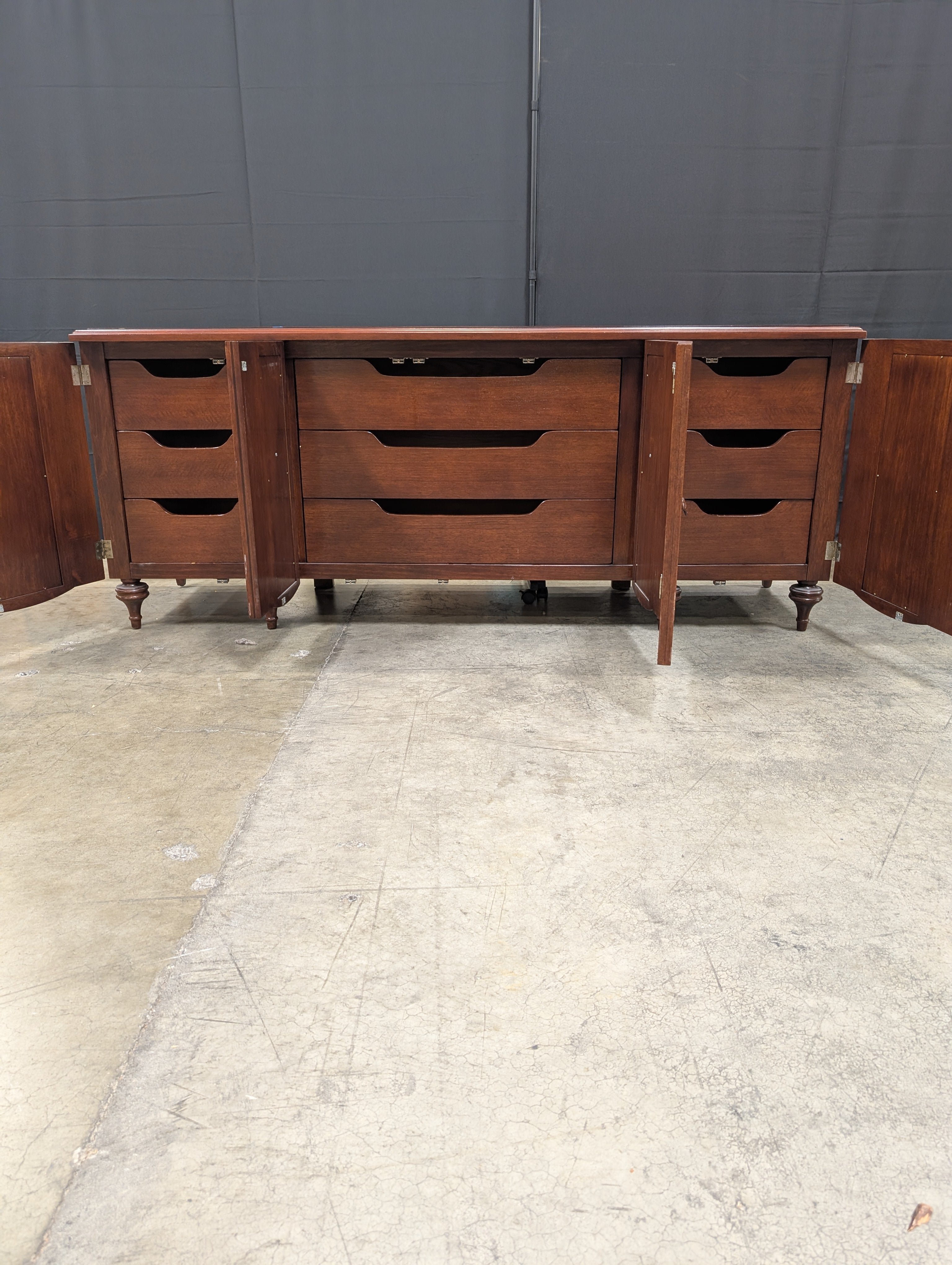 Freed Waren inc. Dark Wood Credenza with Carved Fronts