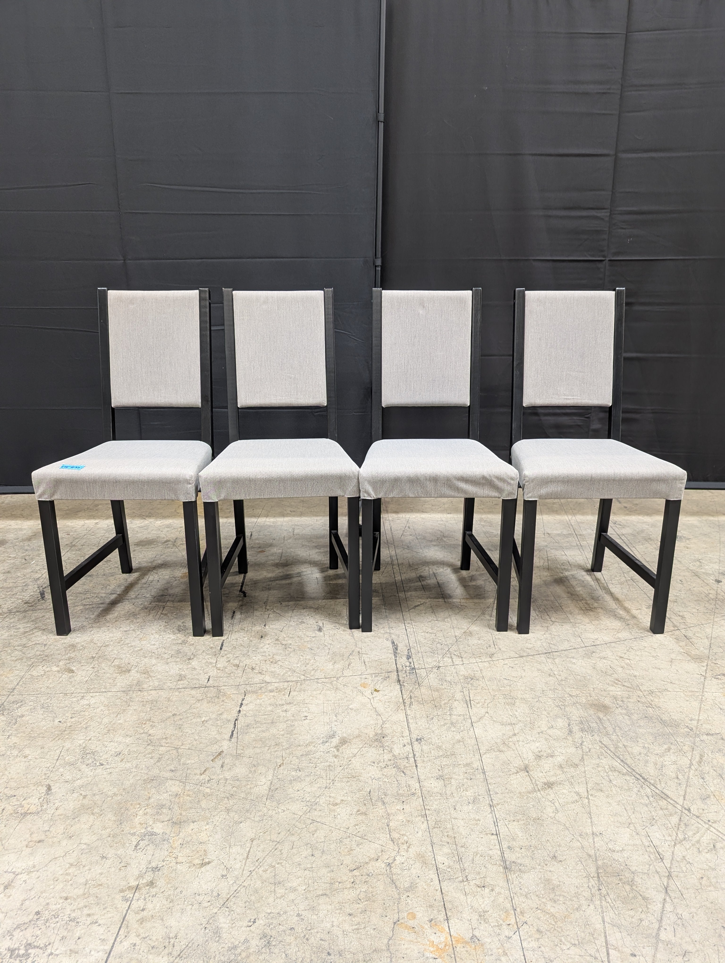 Set of Four Grey Fabric Dining Chairs