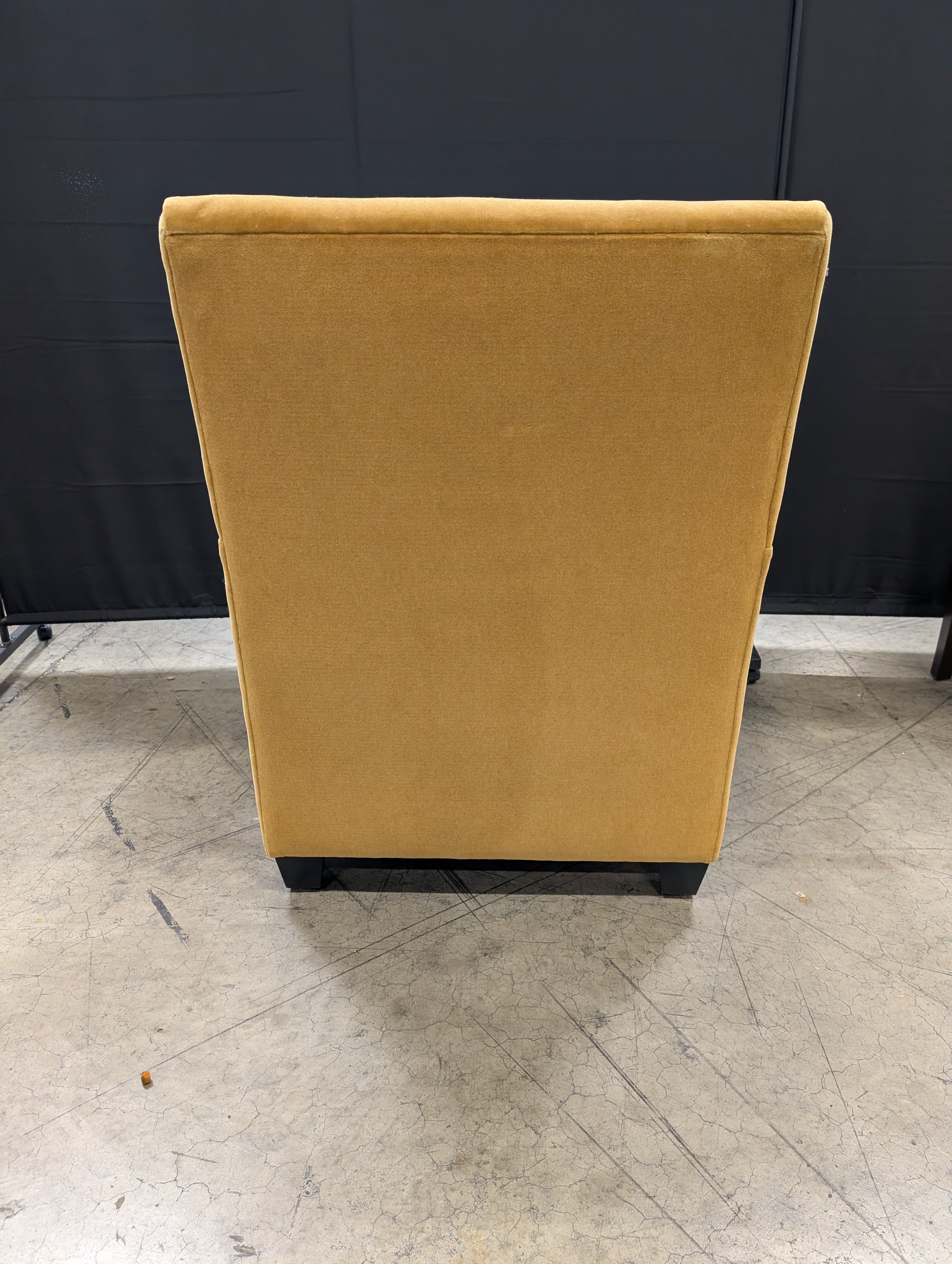 Tan Upholstered Armchair with Square Arms