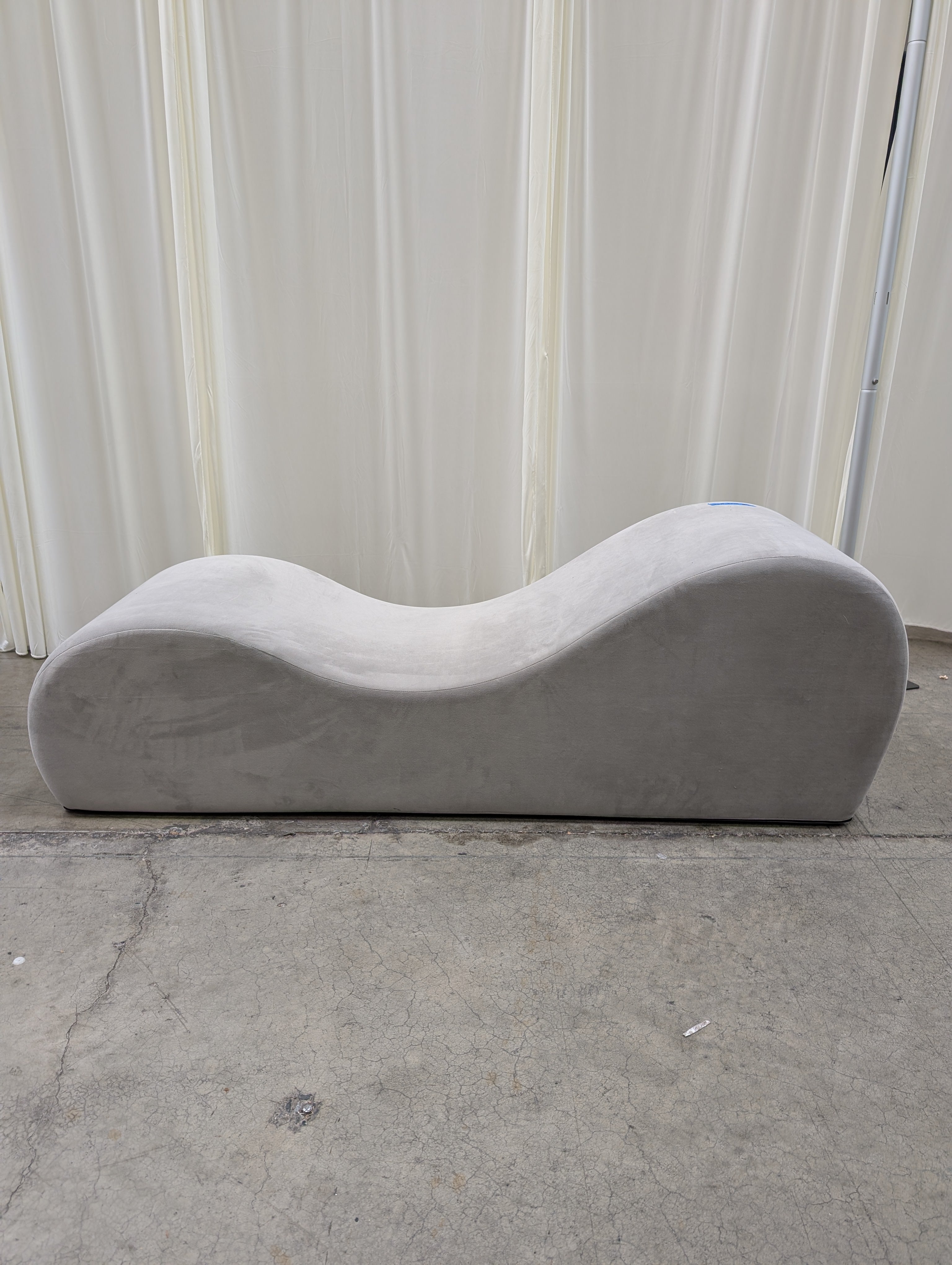 Light Beige Upholstered Curved Sofa