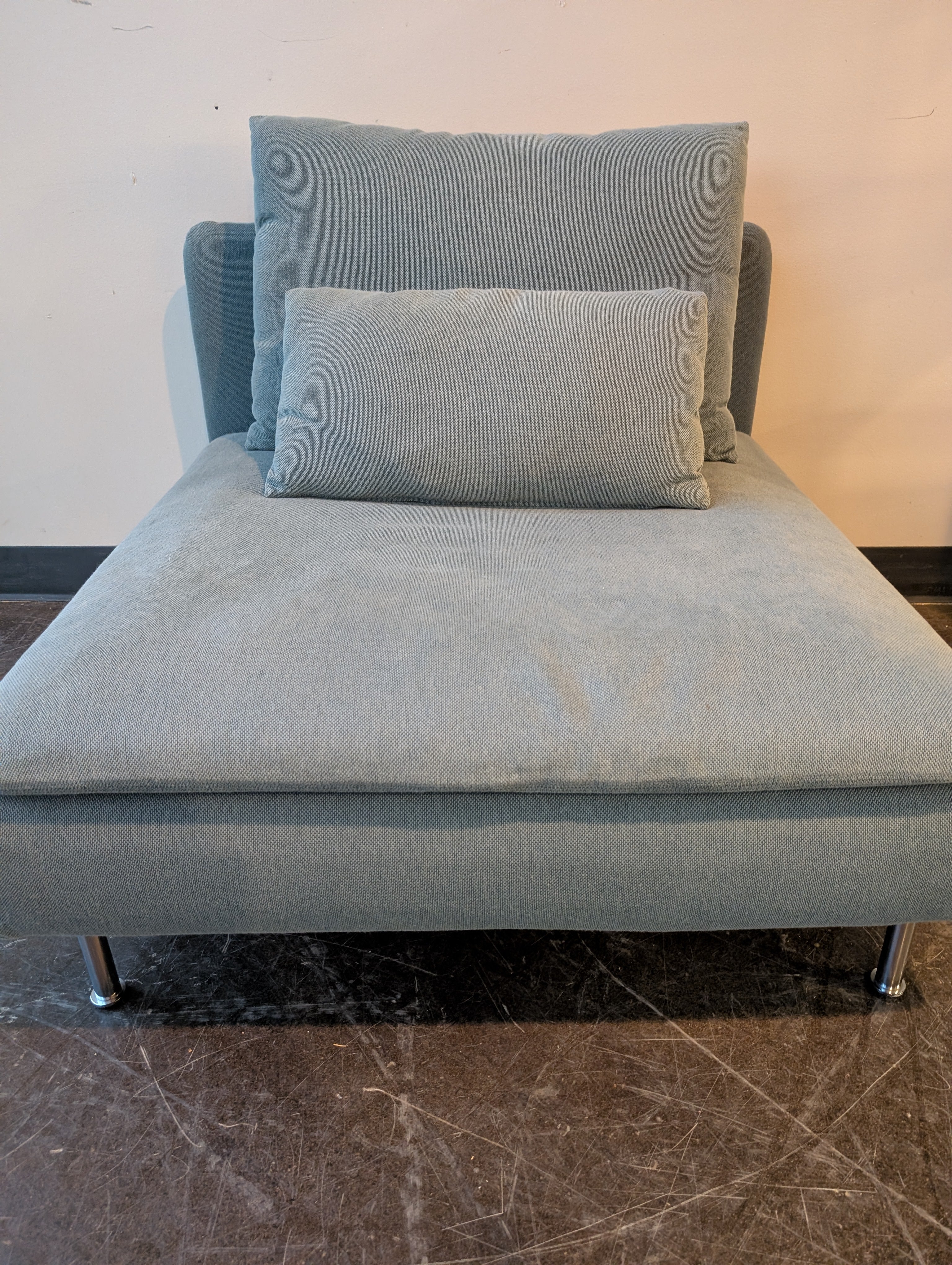 Contemporary Light Blue Fabric Chaise Lounge Chair