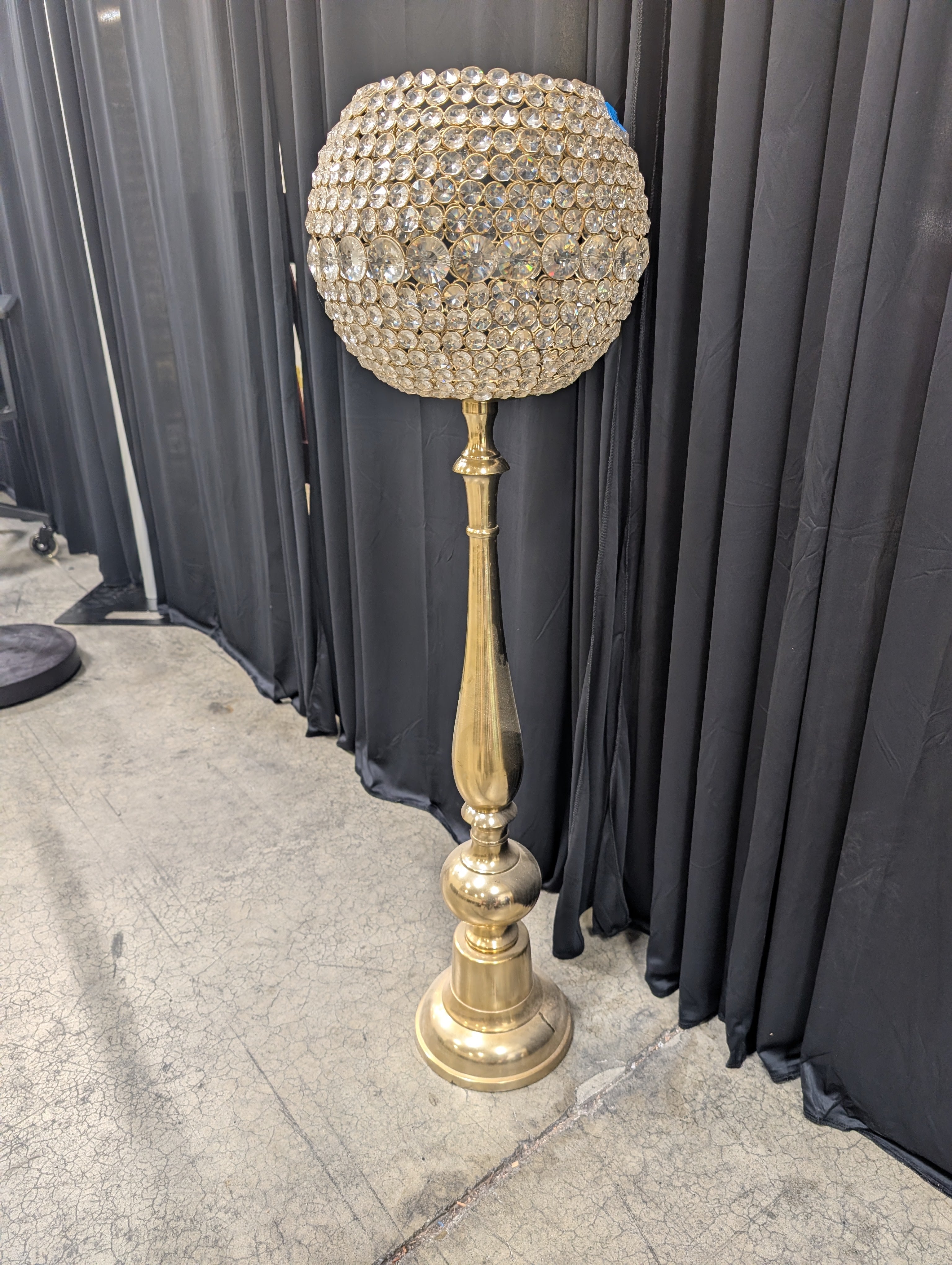 Gold Crystal Globe Floor Candle Holder