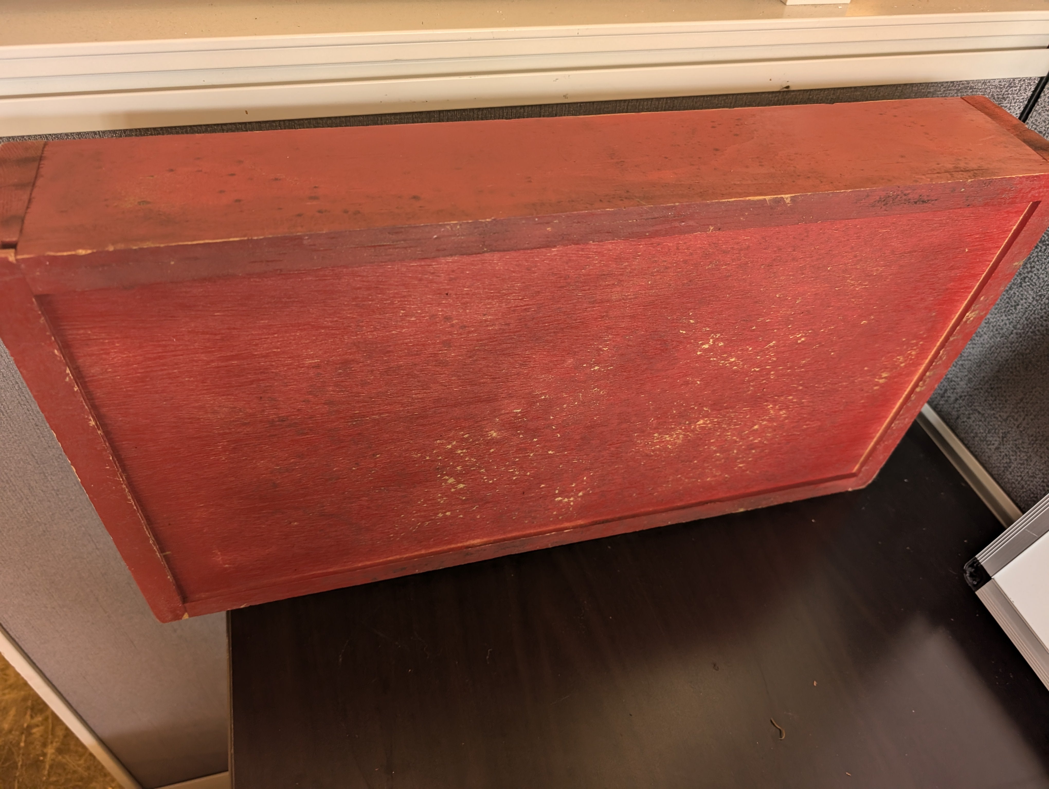 Rustic Red Wooden Storage Caddy with Handle