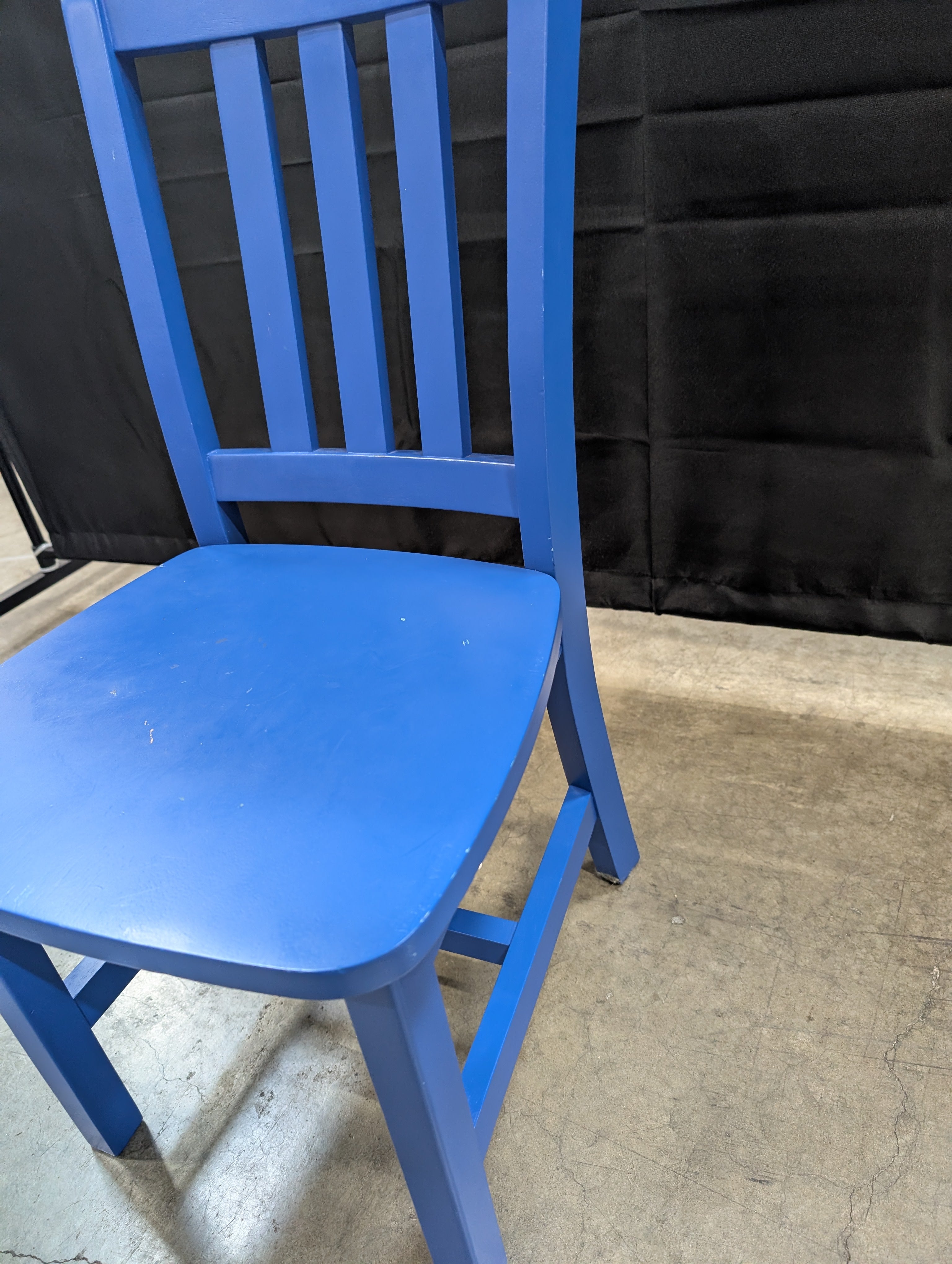 Vibrant Blue Wooden Child's Slat Back Chair