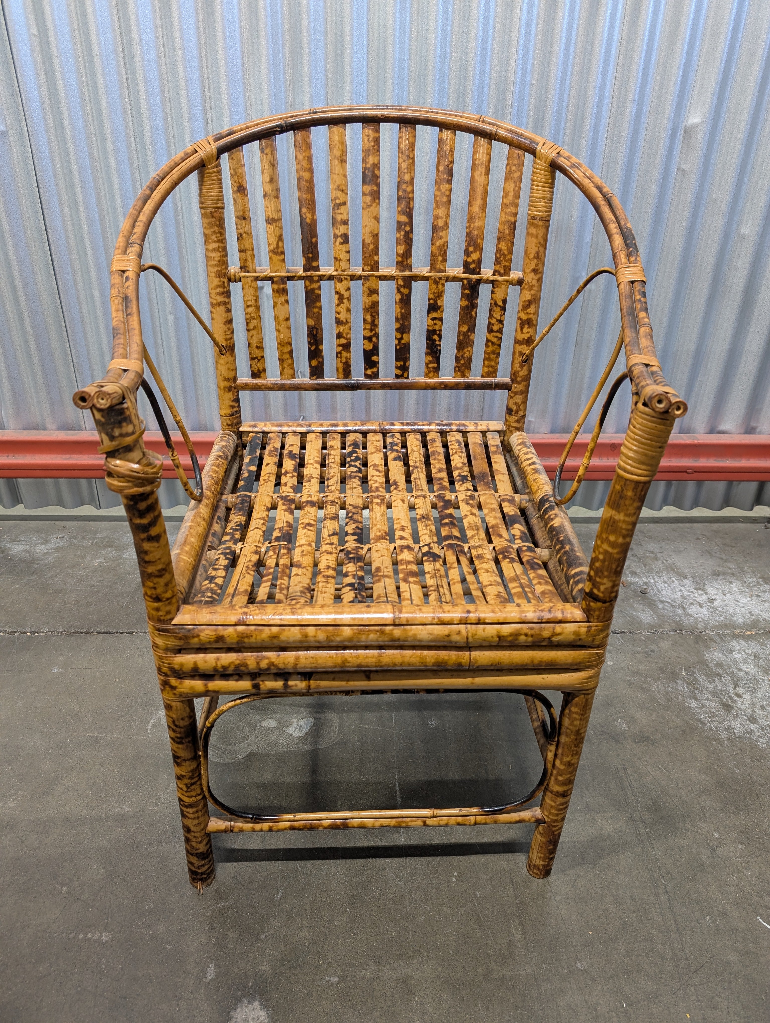 Rustic Hardwood Wicker Armchair