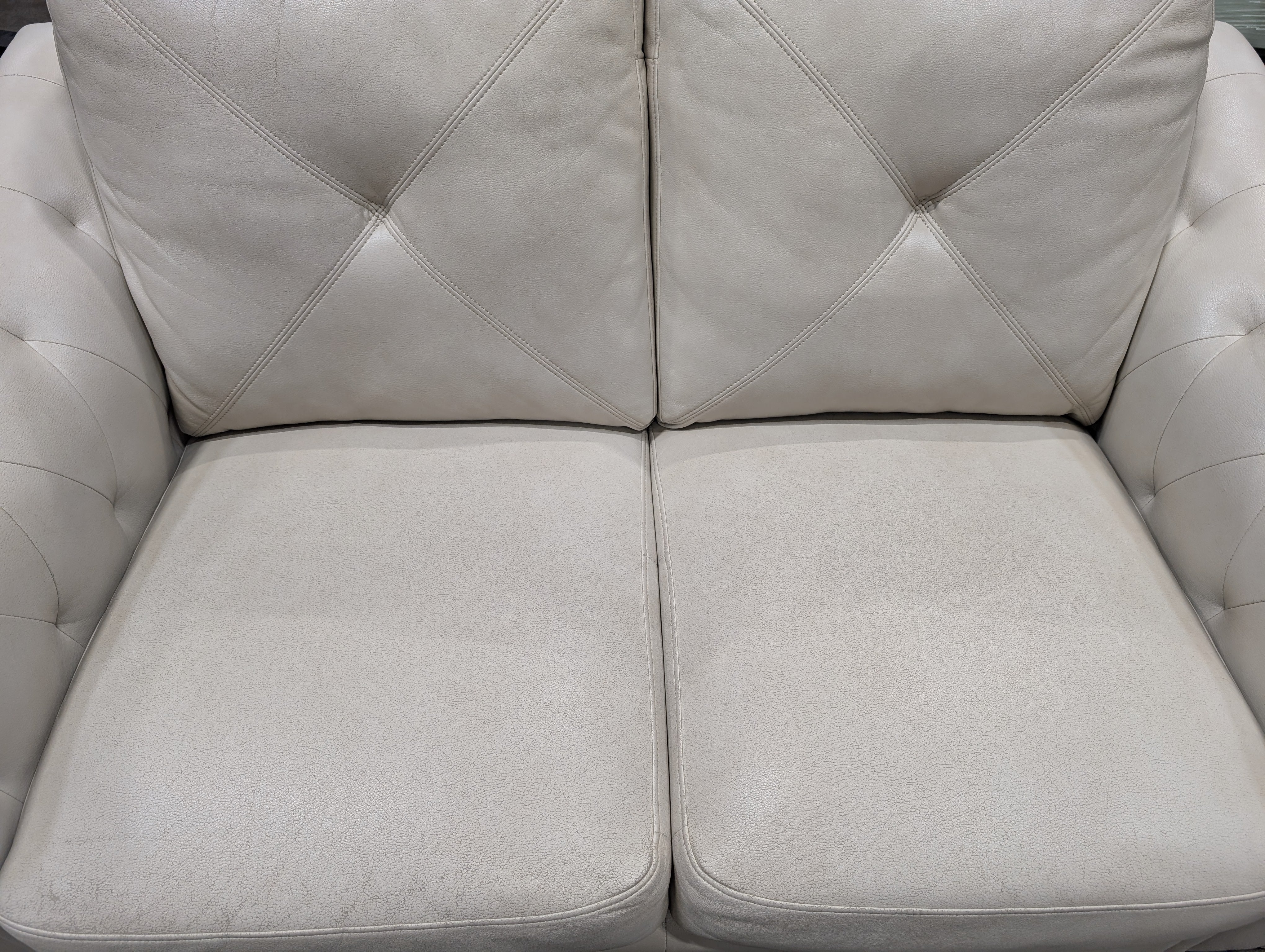 Cream Tufted Sectional Sofa Piece
