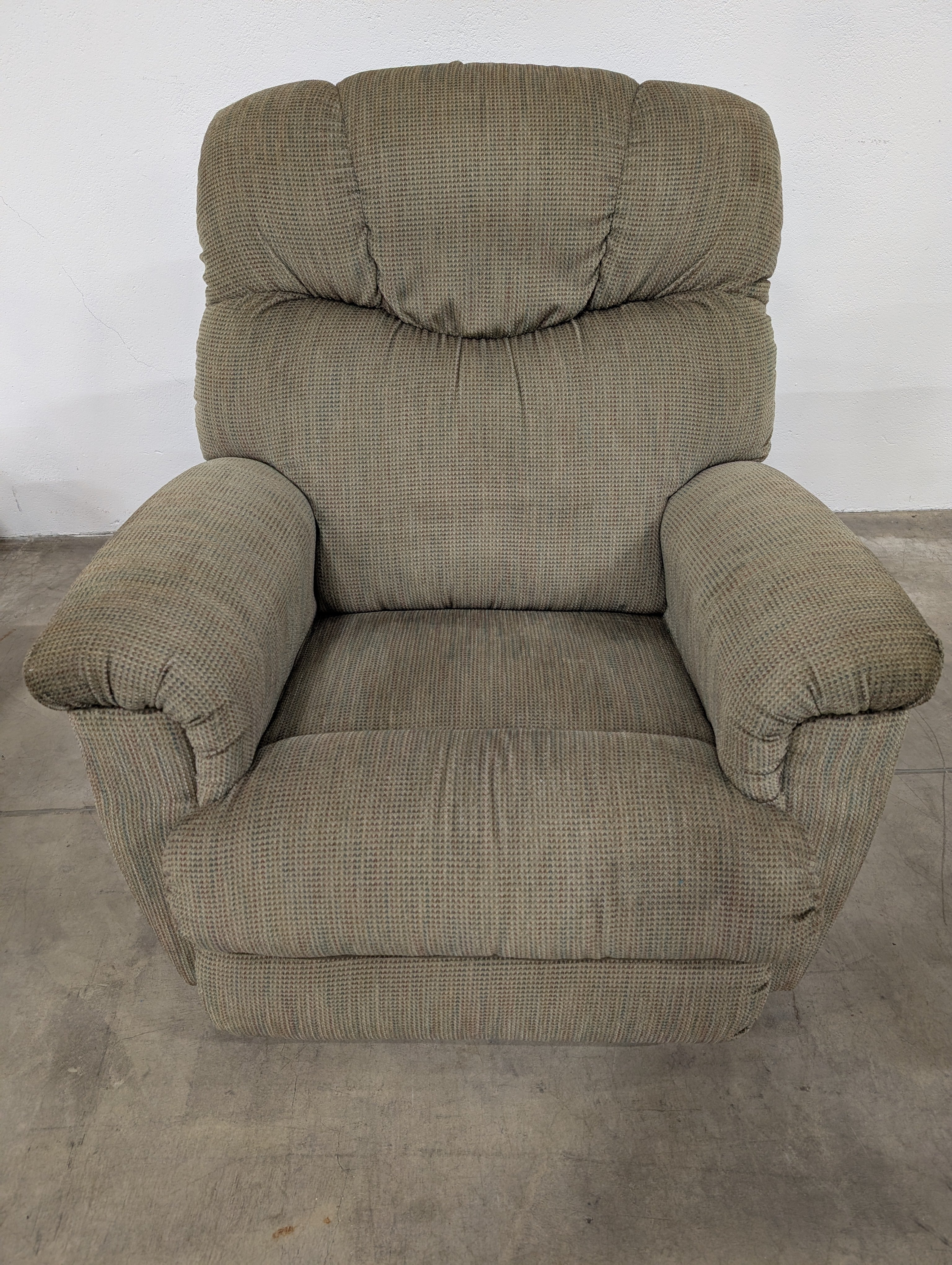 Plush Recliner Armchair, Neutral Textured Fabric