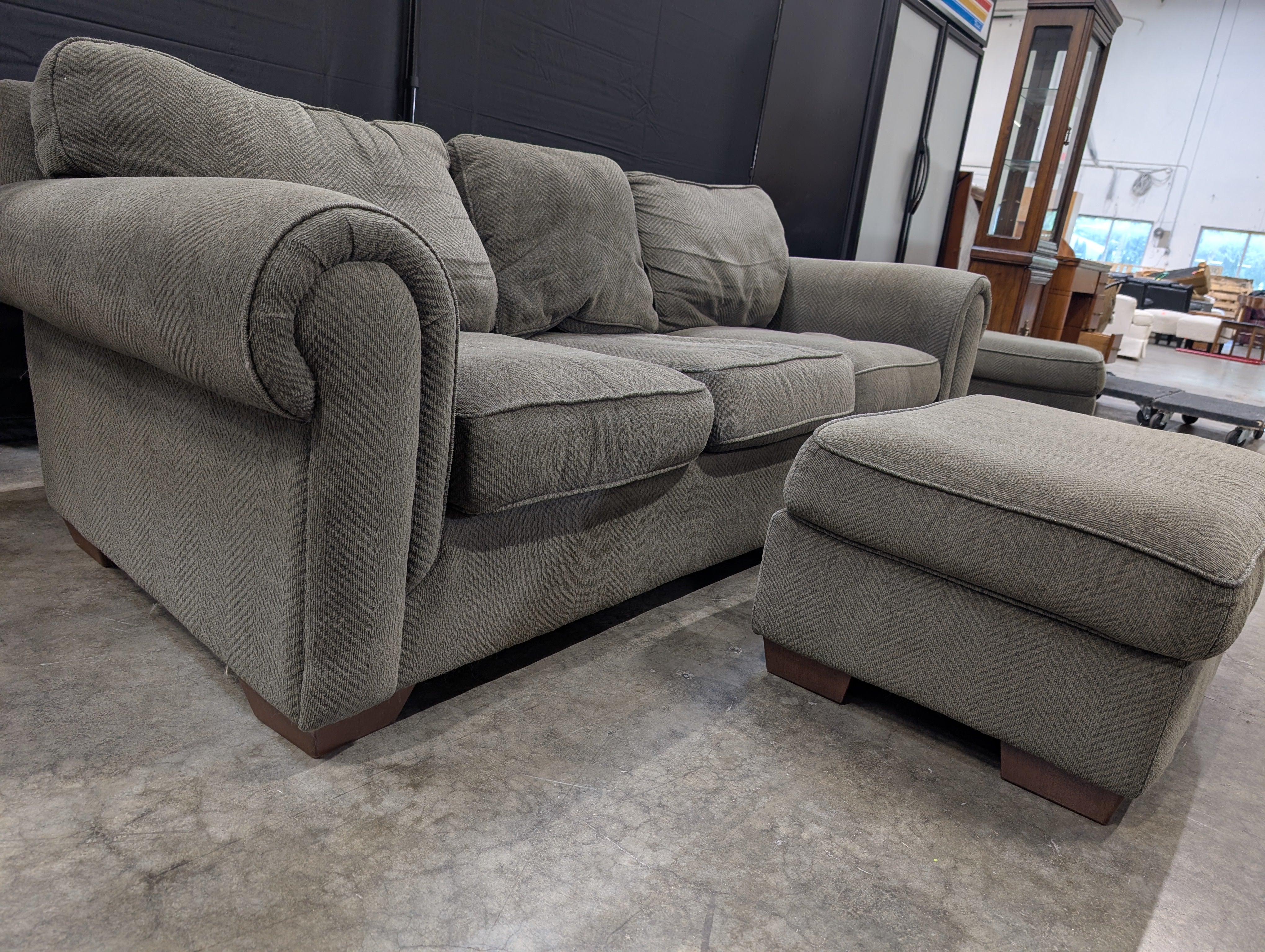 Three-Seater Bauhaus Sofa with Two Matching Ottomans