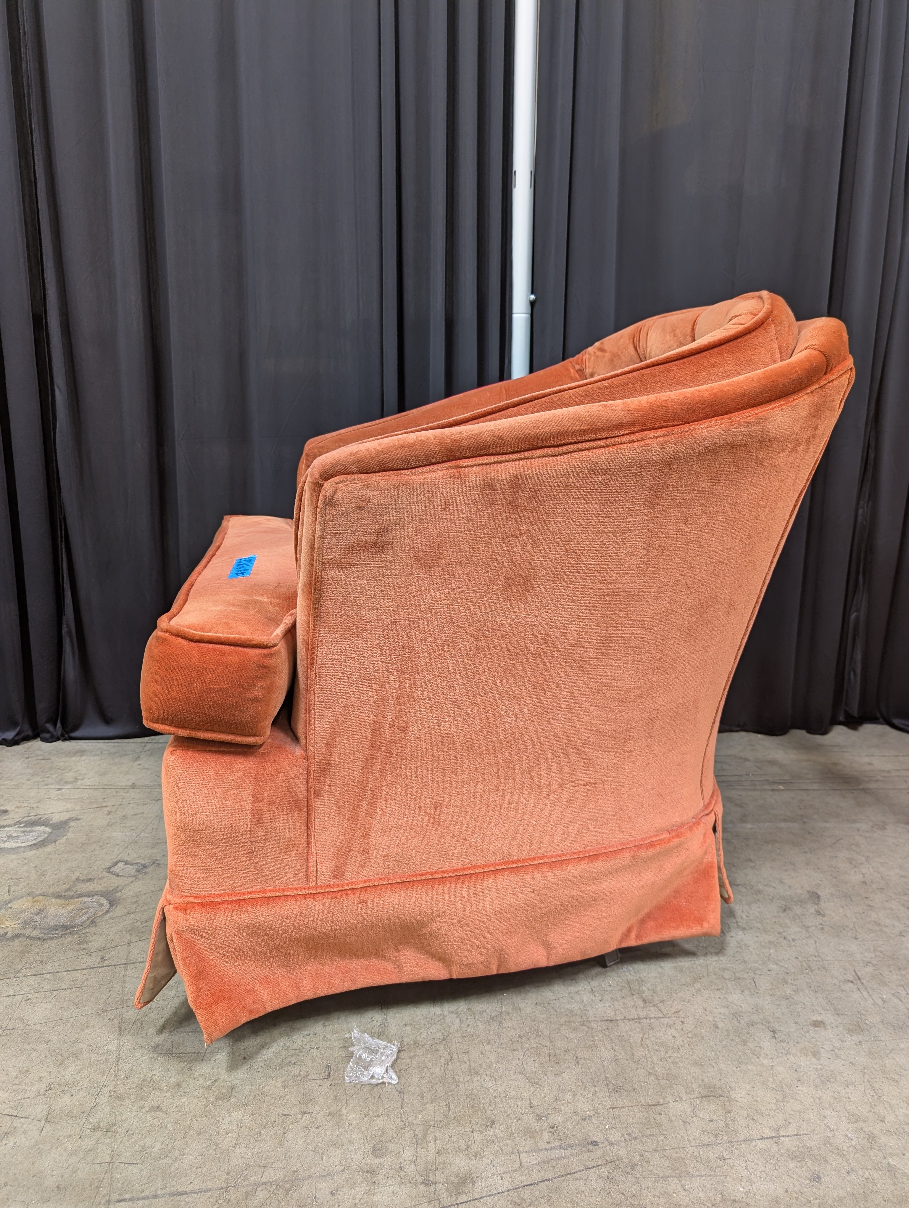 Vintage Tufted Barrel Back Armchair in Velvet