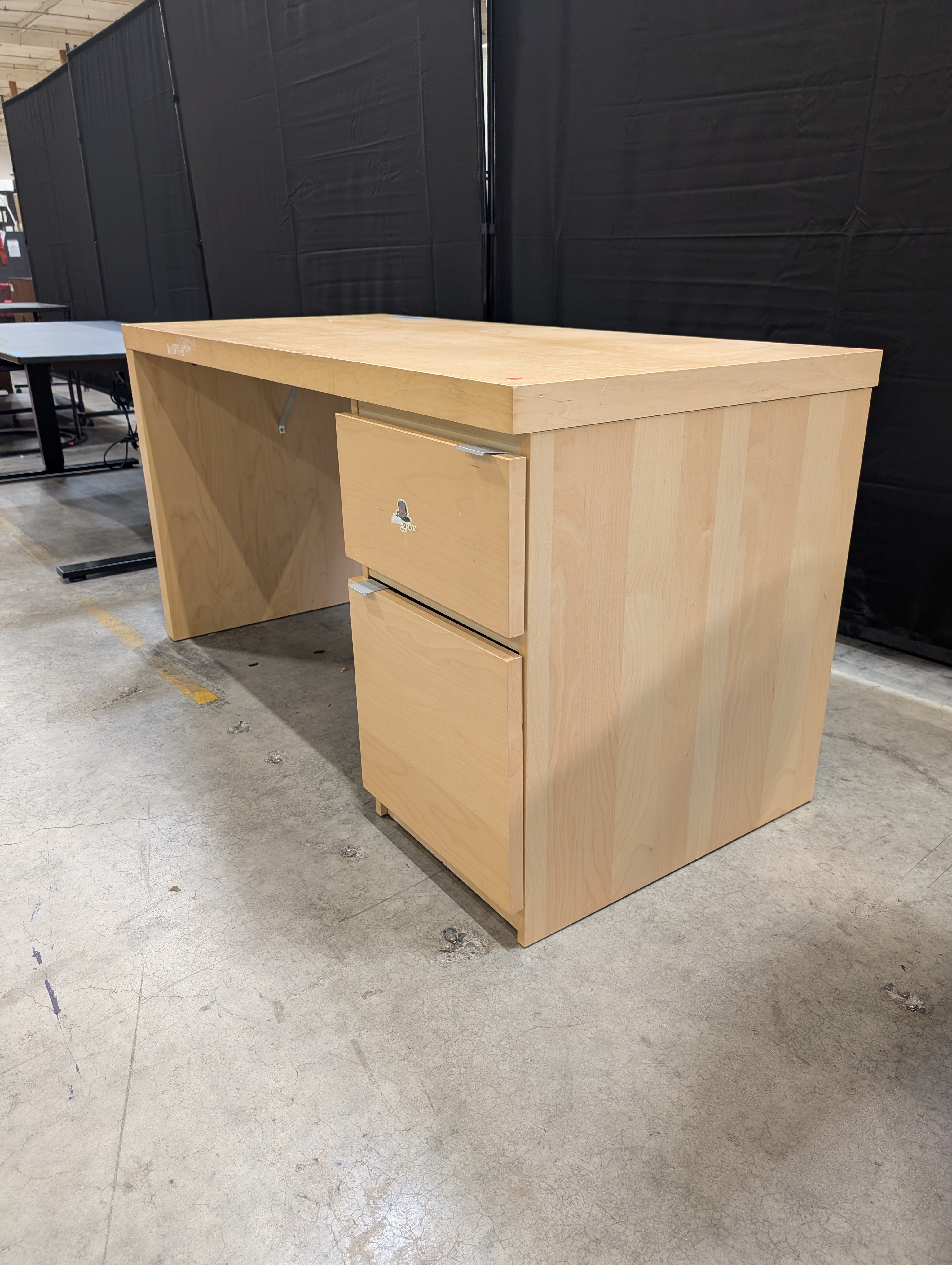 Minimalist Two-Drawer Desk in Light Wood