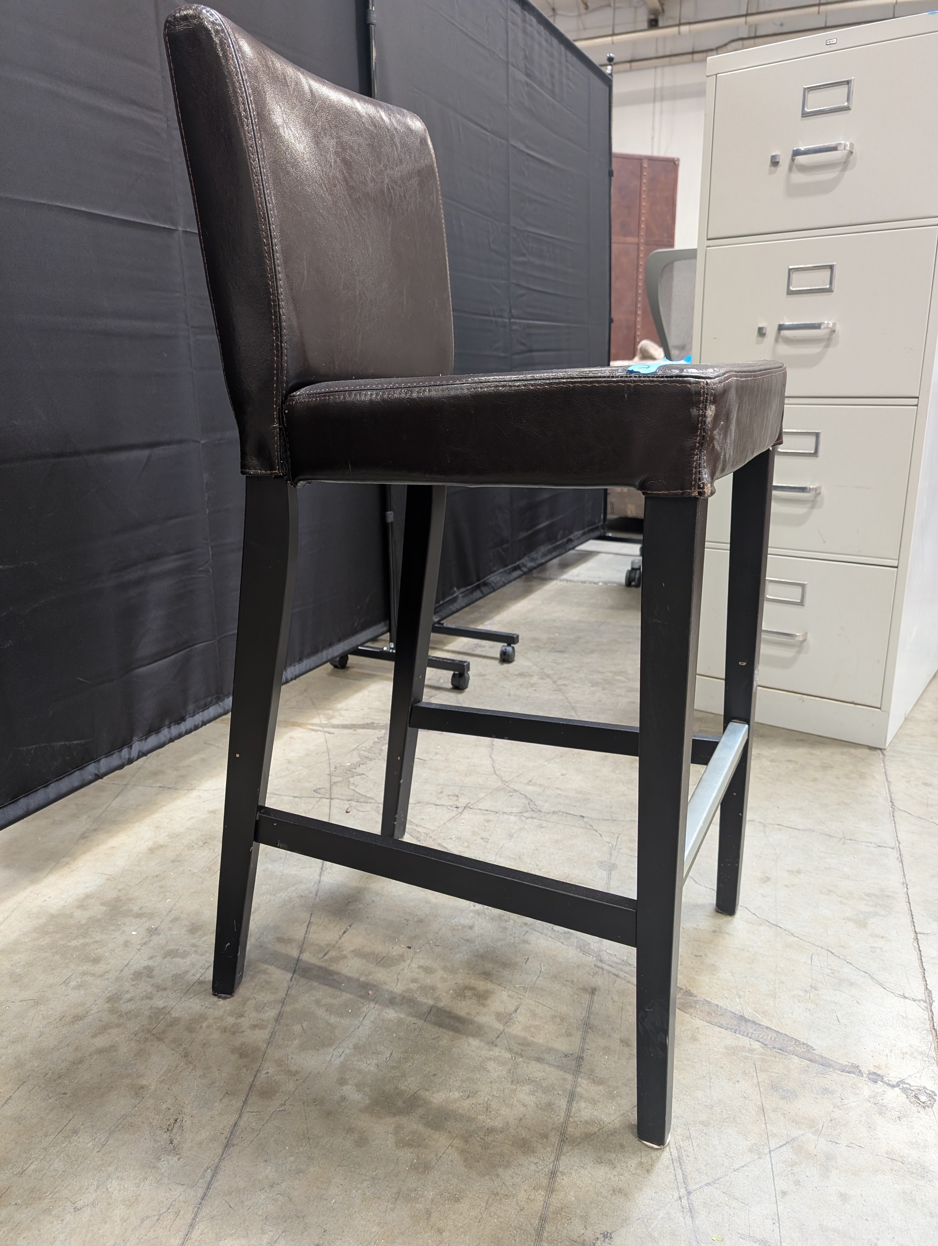 Modern Black Upholstered Bar Stool with Footrest