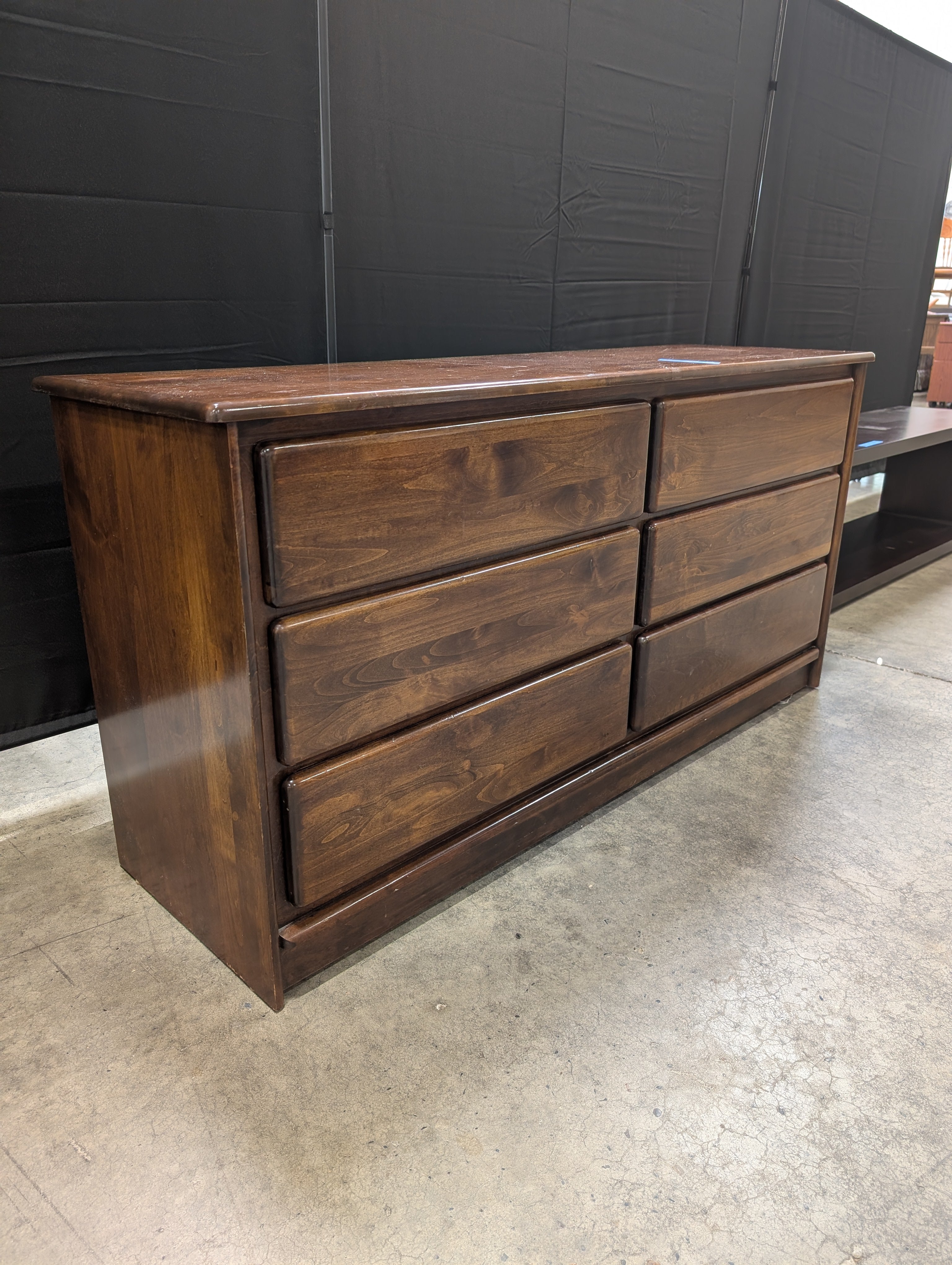 Six-Drawer Wood Dresser in Brown