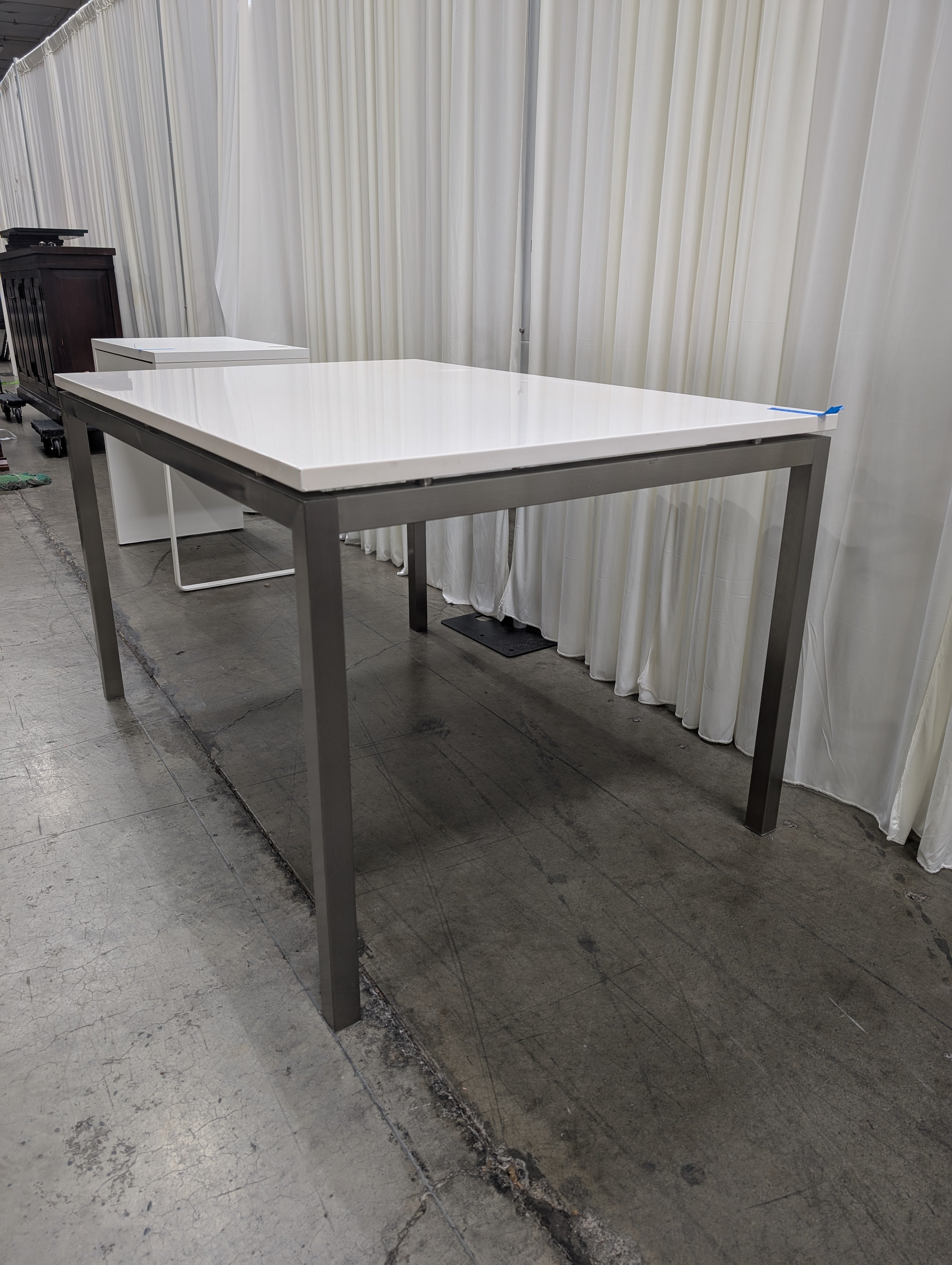 Rectangular Light Top Dining Table with Metal Legs