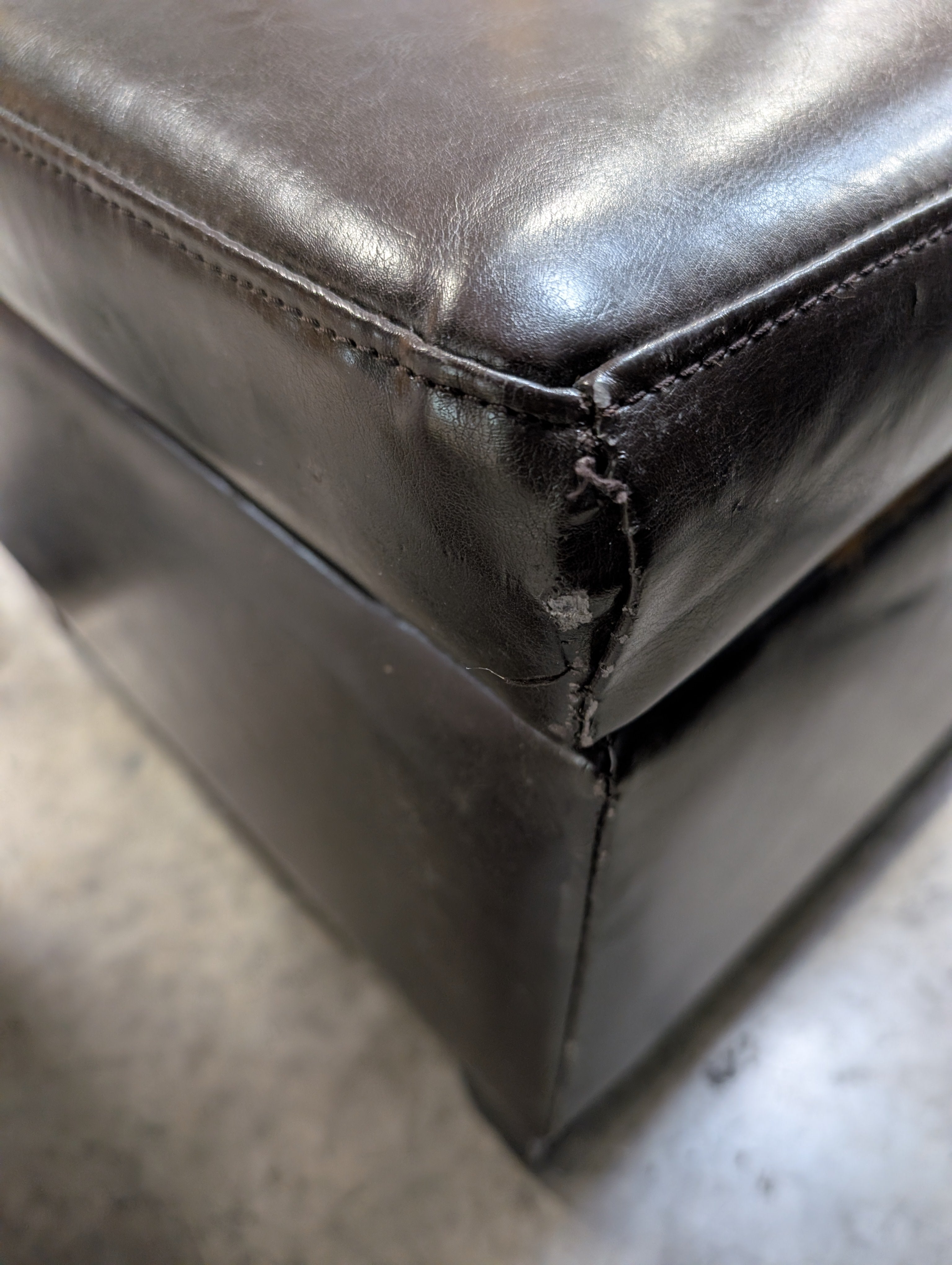 Dark Brown Upholstered Rectangular Ottoman with Cedar Inside