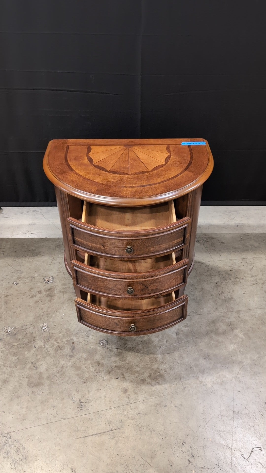 Demi-Lune Wood Accent Chest with Inlay Top