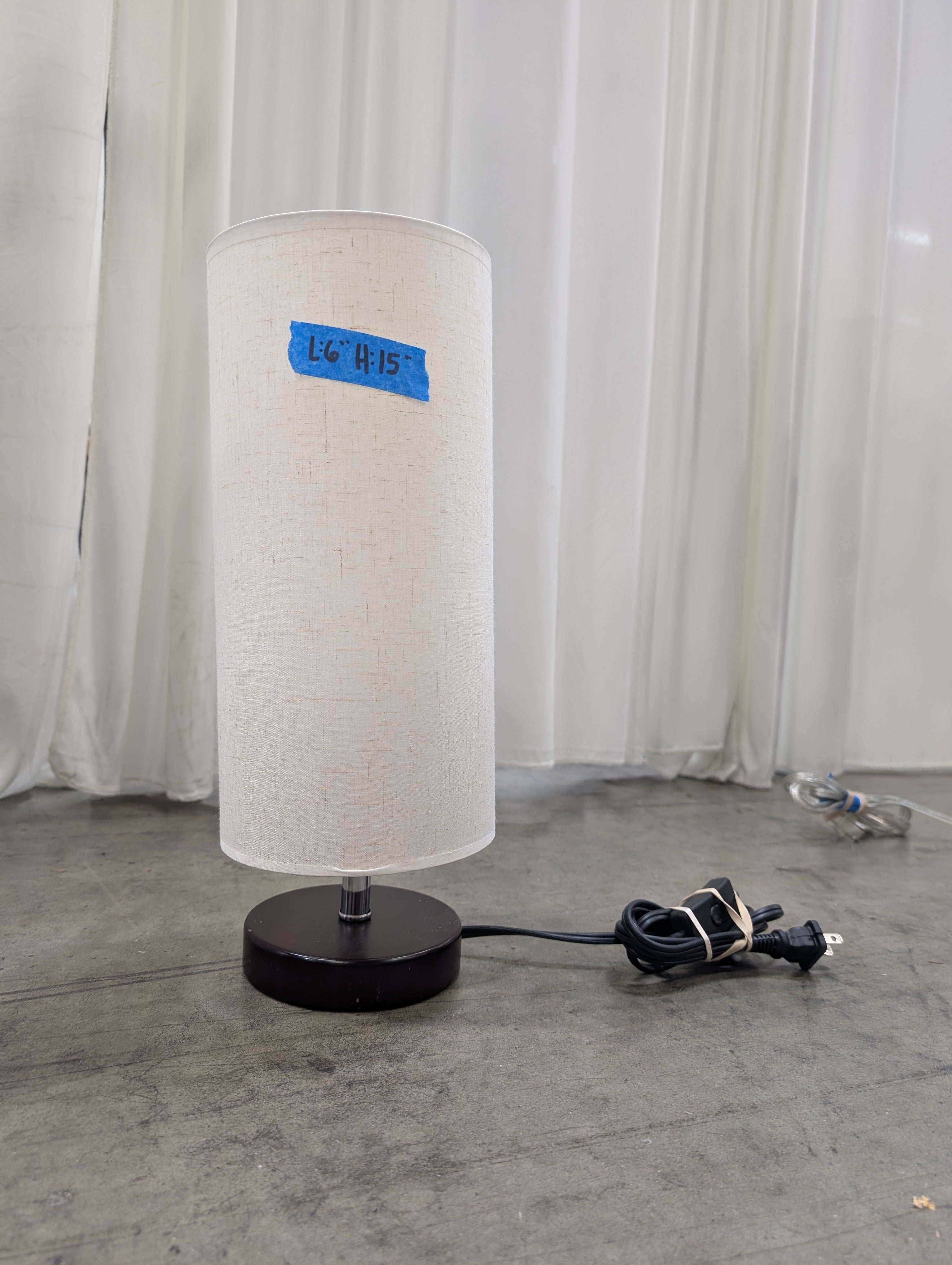 Cream Cylinder Floor Lamp in Textured Fabric