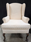 Neutral Patterned Wingback Accent Chair
