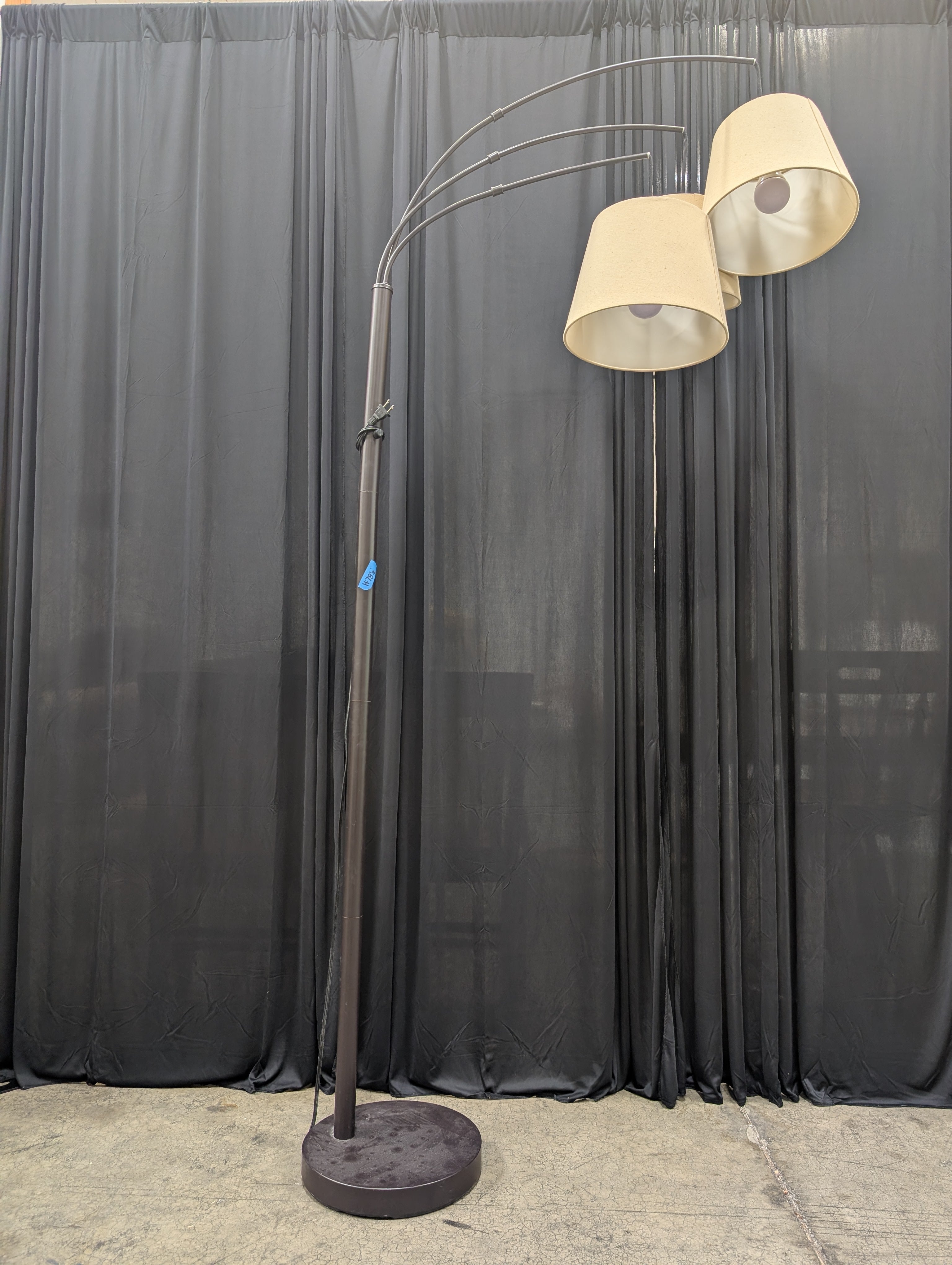Three-Light Arc Floor Lamp with Fabric Shades